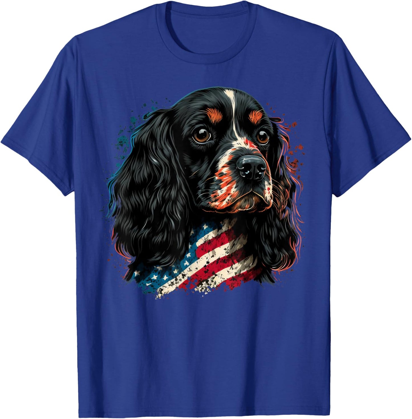 USA 4th Of July Cocker on Patriotic American Cocker Spaniel T-Shirt - T-Shirt | Royal