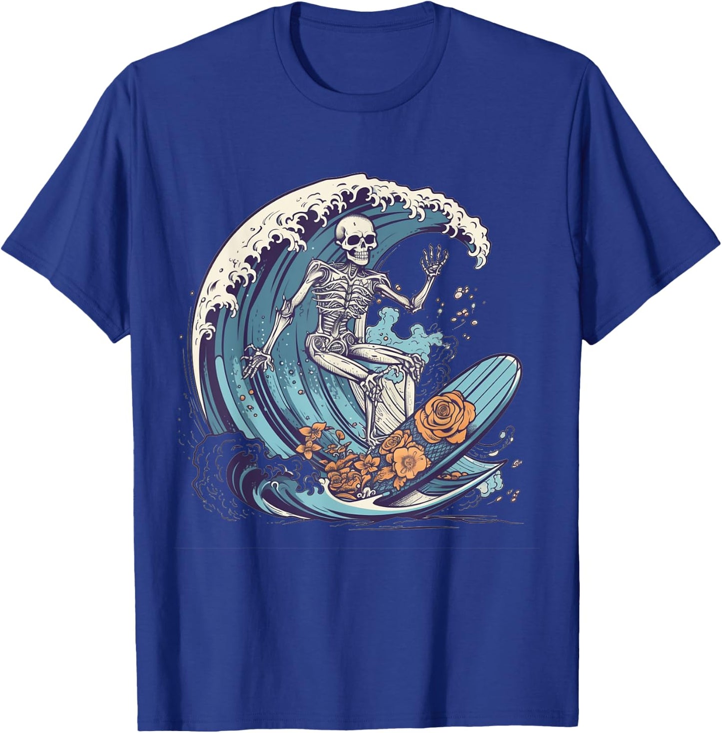 Skeleton Surfing Halloween Costume Surf Surfer Men Women T-Shirt - T-Shirt | Royal