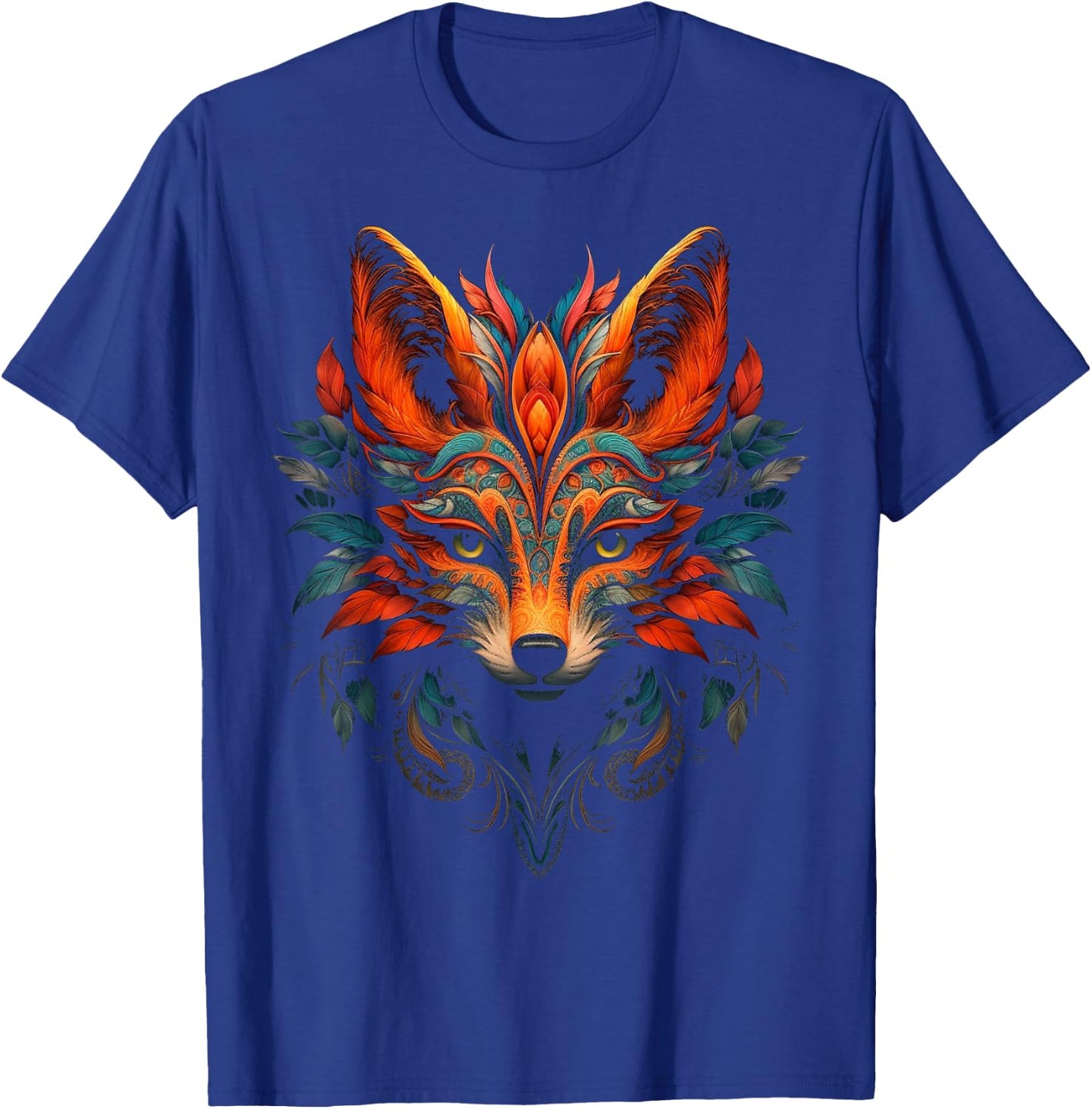 Fox Mandala Artwork | Animal Motif Fox T-Shirt - T-Shirt | Royal