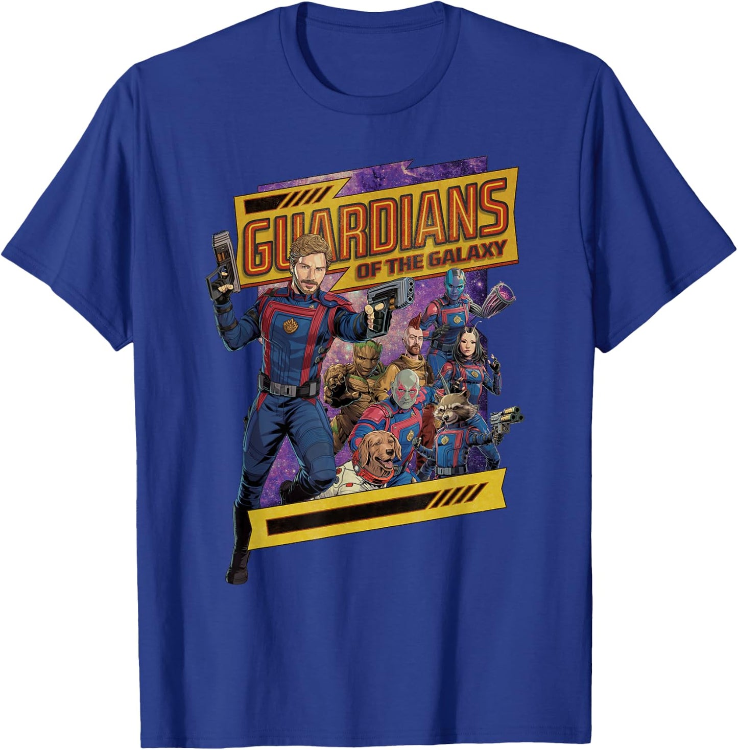 Marvel Guardians of The Galaxy Volume 3 Comic Style and Logo T-Shirt - T-Shirt | Royal