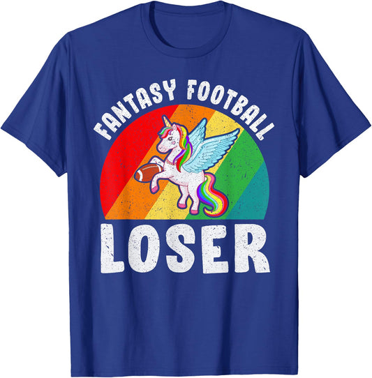 I Suck At Fantasy Football Loser Unicorn Draft Party T-Shirt - T-Shirt | Royal