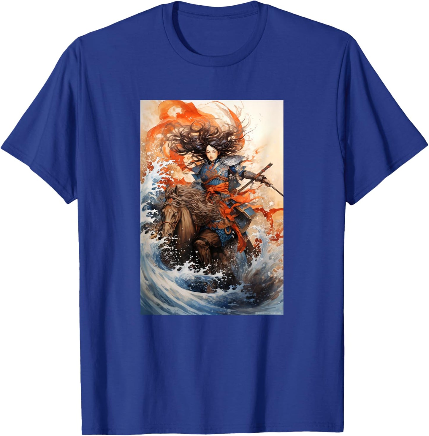 Eastern Aesthetic Samurai Japanese Horse Warrior Graphic T-Shirt - T-Shirt | Royal