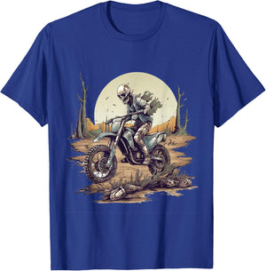 Zombie Riding Dirt Bike Halloween Motorcyle Motocross Rider T-Shirt - T-Shirt | Royal