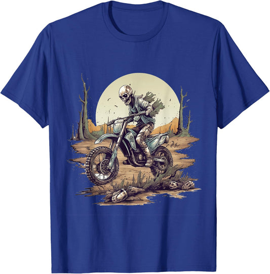 Zombie Riding Dirt Bike Halloween Motorcyle Motocross Rider T-Shirt - T-Shirt | Royal