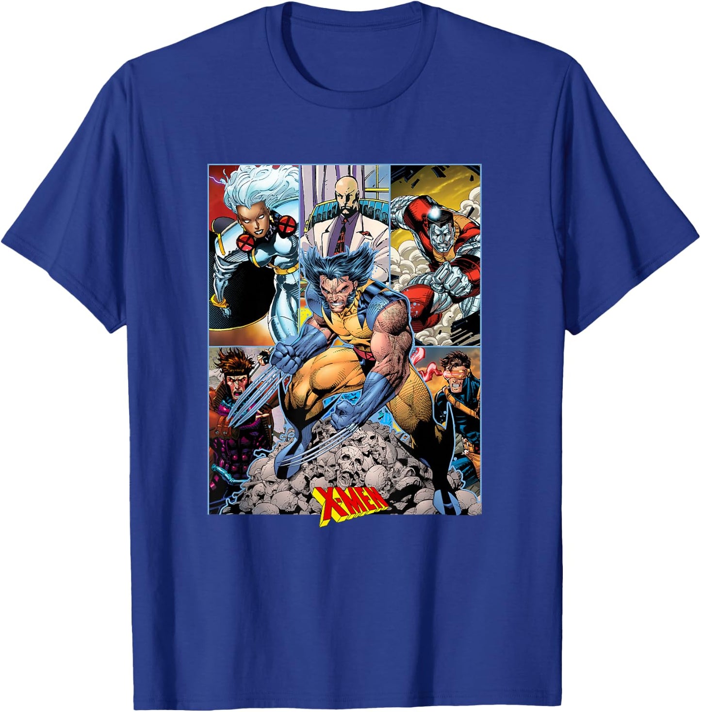 Marvel X-Men Wolverine Team Action Packed Comic Panels T-Shirt - T-Shirt | Royal