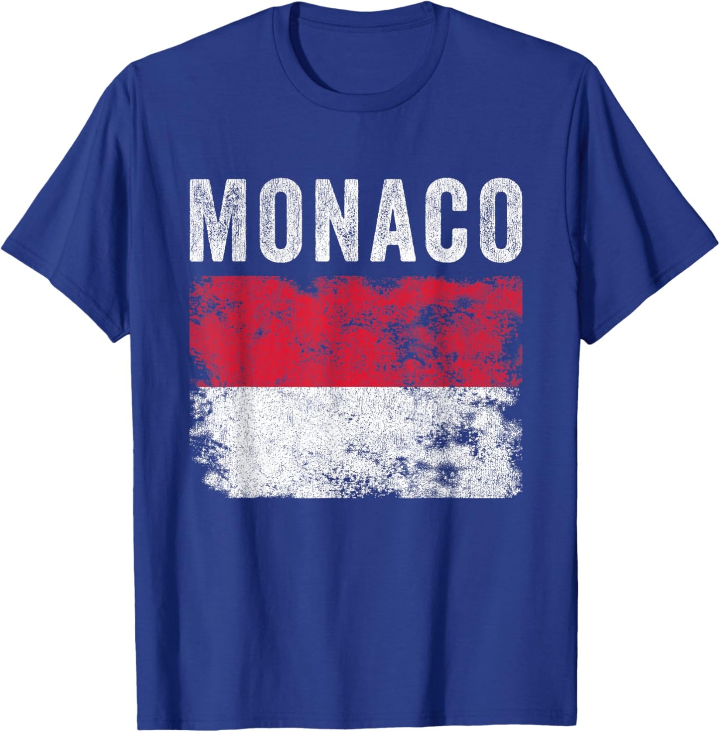 Monaco Flag Distressed - Men Women Kids - Monacan Flag T-Shirt - T-Shirt | Royal