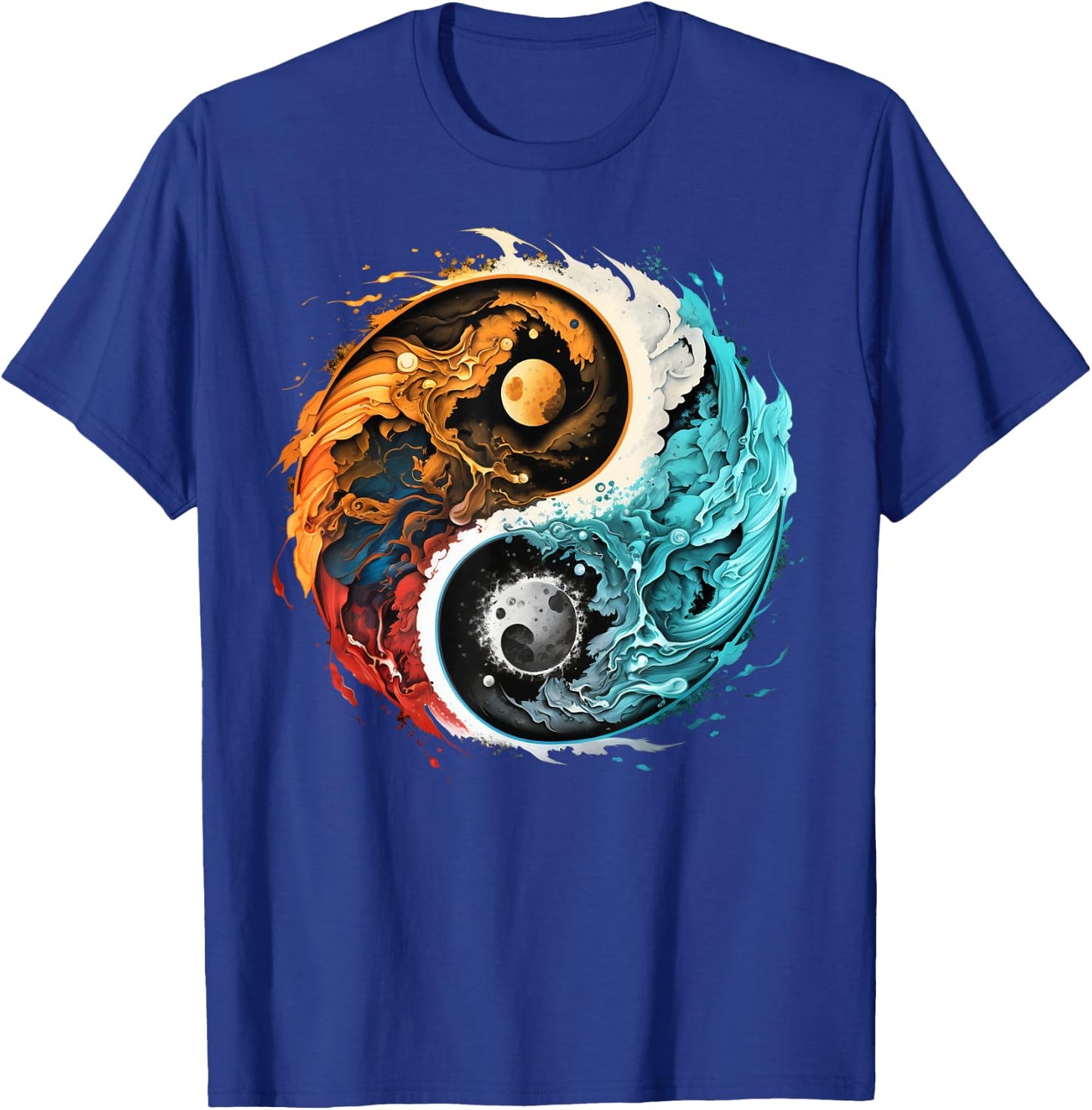 Colorful Taoism Yin Yang Splash on Zen Taijitu Yin Yang T-Shirt - T-Shirt | Royal