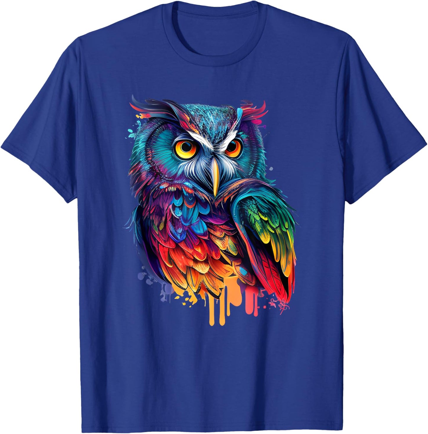 Cute Horned Owl Colorful Pop Art Bird Artwork For Owl Lovers T-Shirt - T-Shirt | Royal