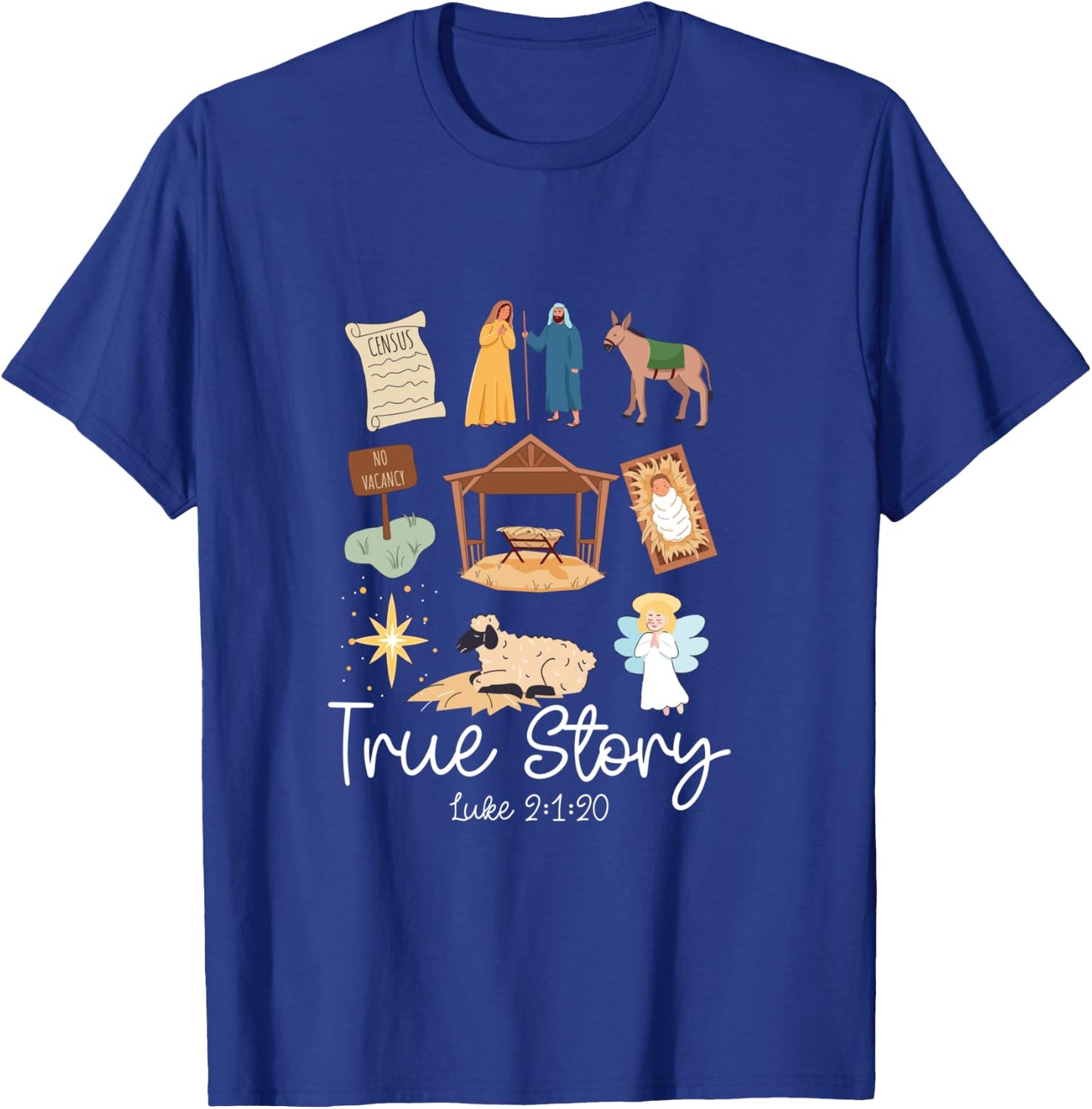 True Story Faith Based Christmas Holly Night Nativity Story T-Shirt - T-Shirt | Royal