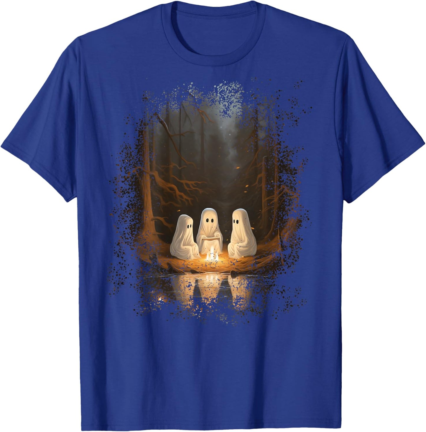 Vintage Ghost Campfire Camping Gothic Halloween T-Shirt - T-Shirt | Royal