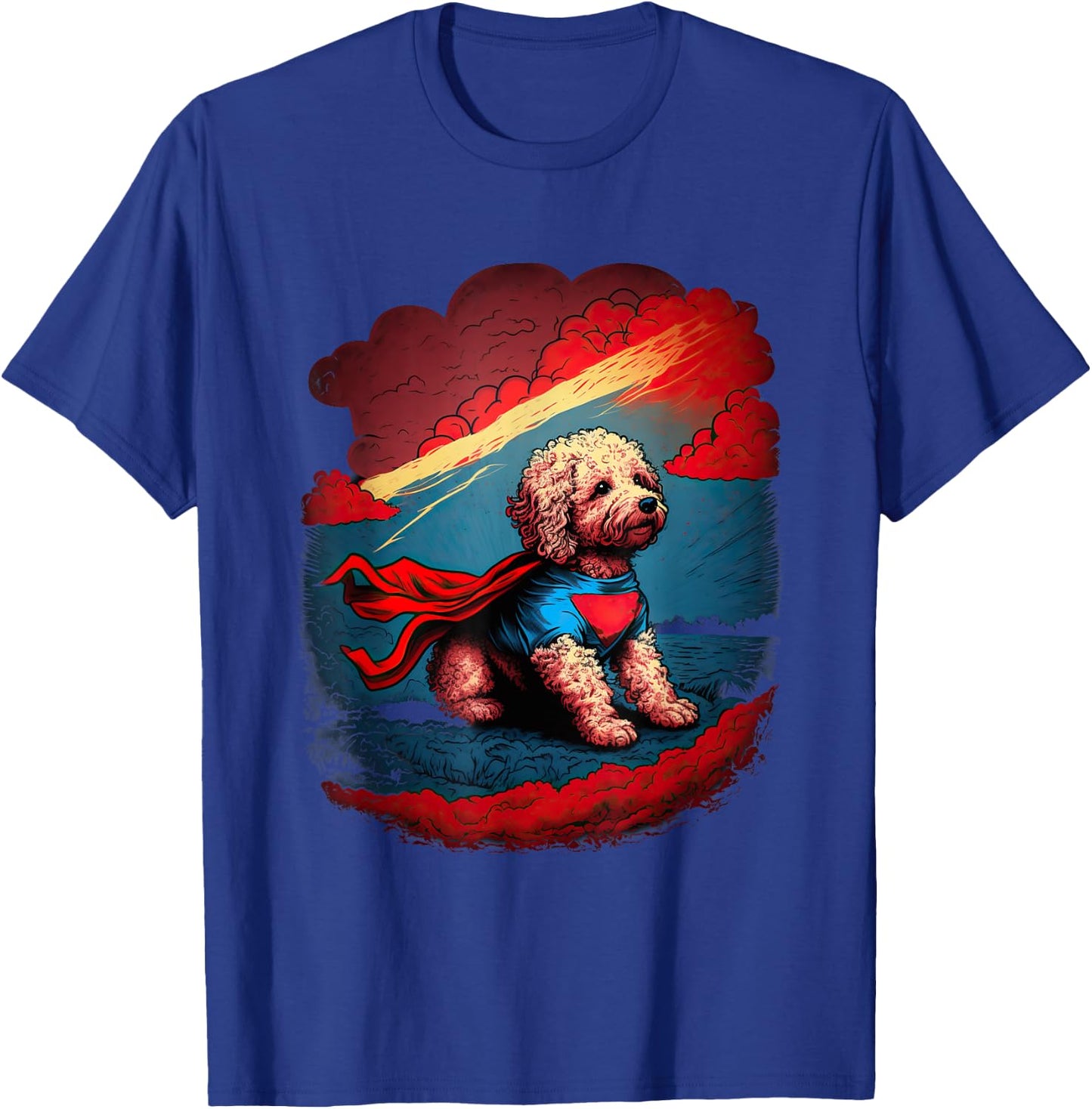 Super Power Superhero Poochon Dog T-Shirt - T-Shirt | Royal
