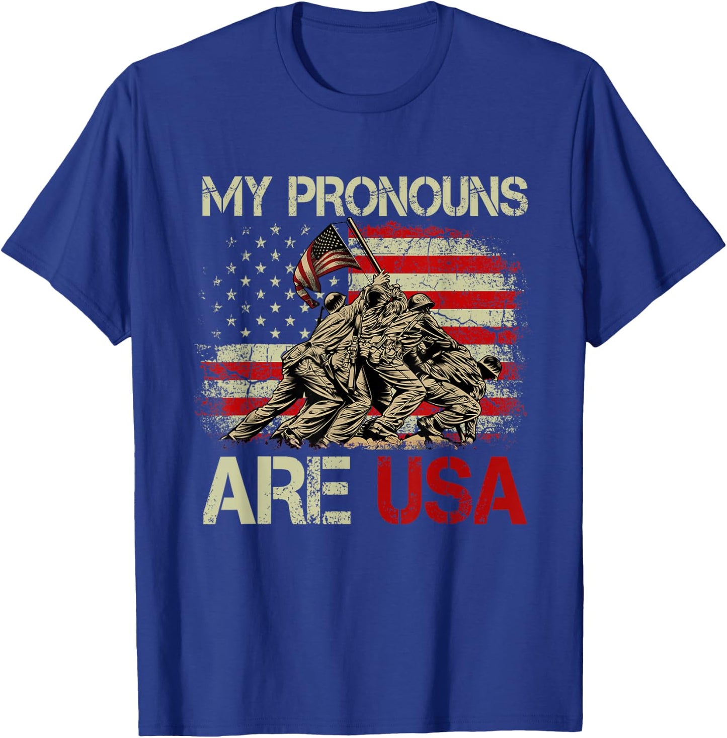 My Pronouns Are Usa 4th Of July American Flag Tie Dye Men T-Shirt - T-Shirt | Royal