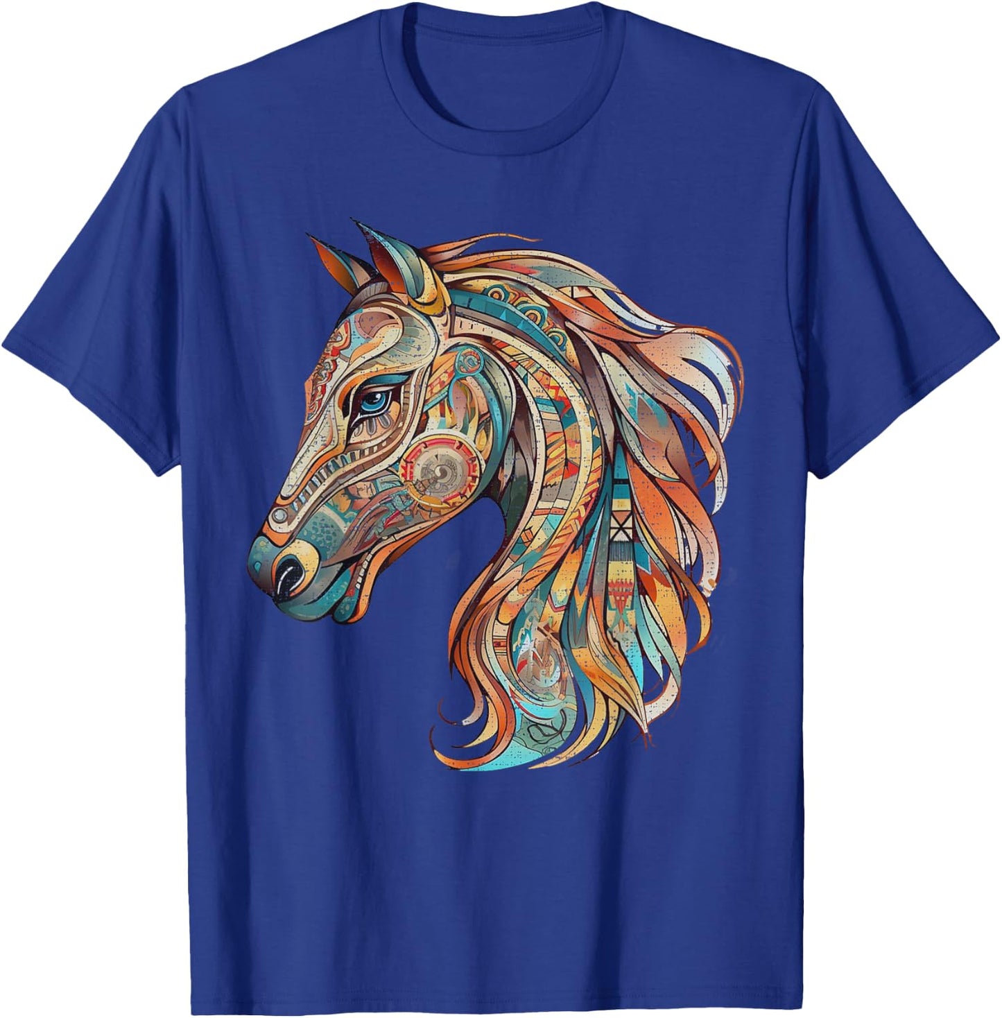 Horse Tribal Abstract Art Native American Geometric Horses T-Shirt - T-Shirt | Royal