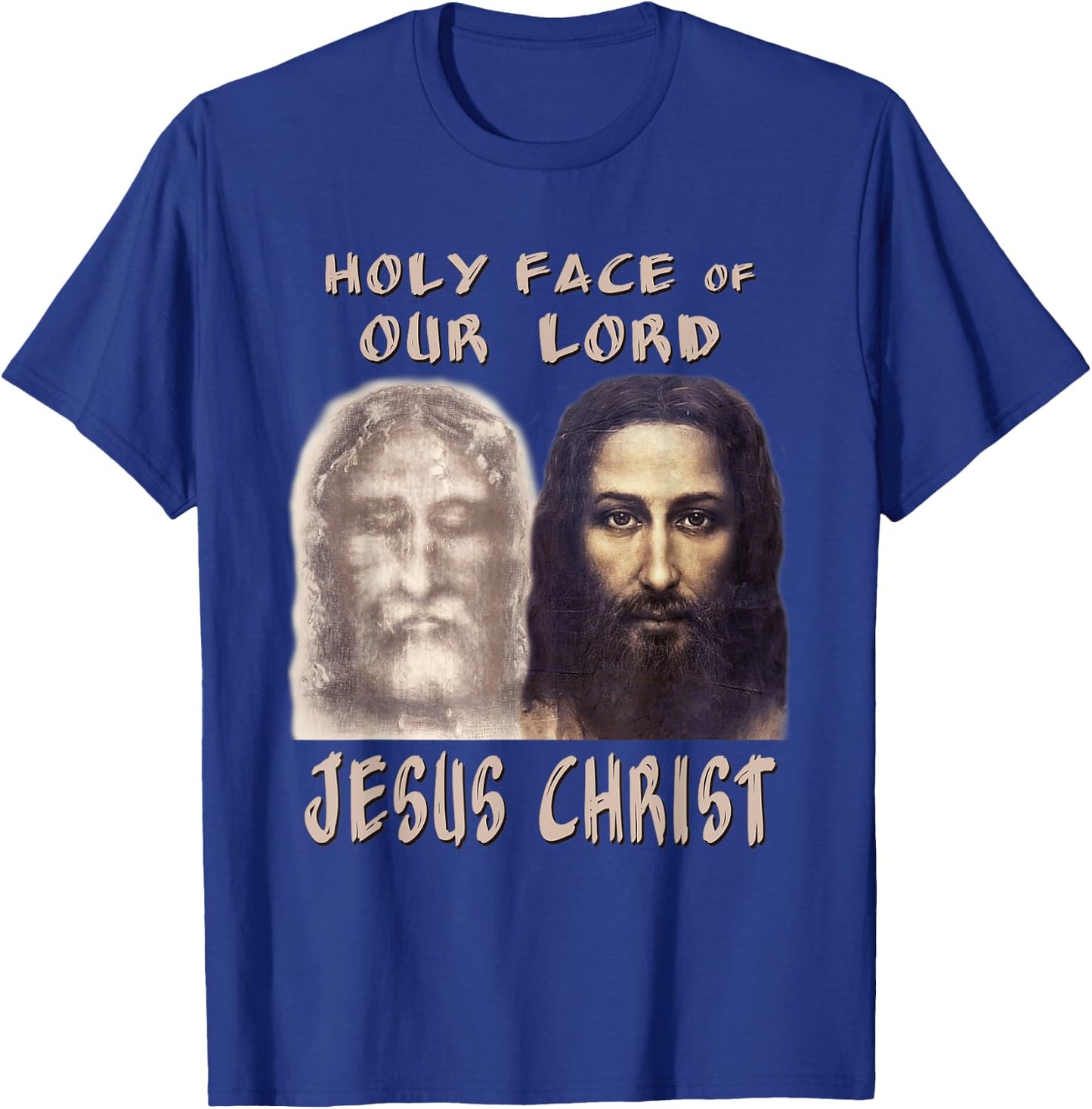 Holy Face Our Lord Jesus Christ Shroud Turin Reconstruction T-Shirt - T-Shirt | Royal