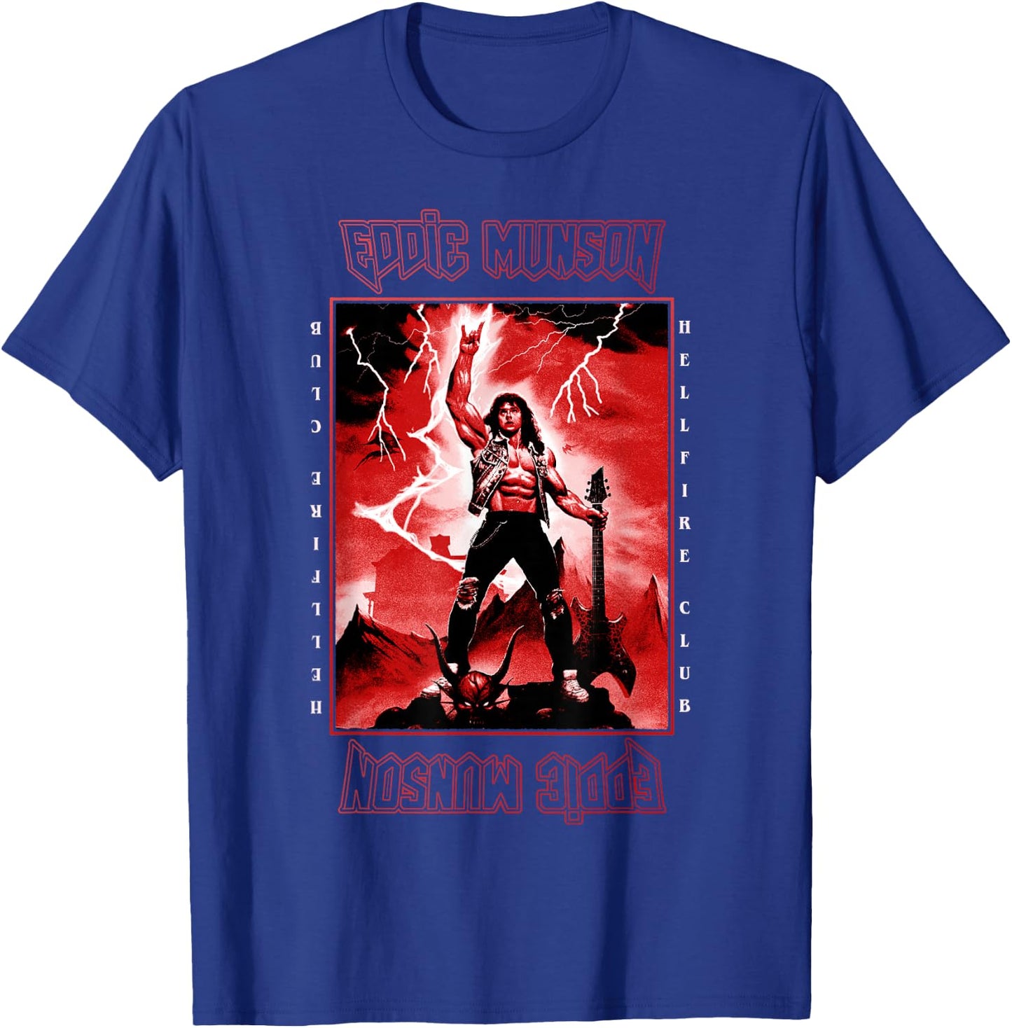Stranger Things 4 Eddie Munson Lightning Guitar Power T-Shirt - T-Shirt | Royal