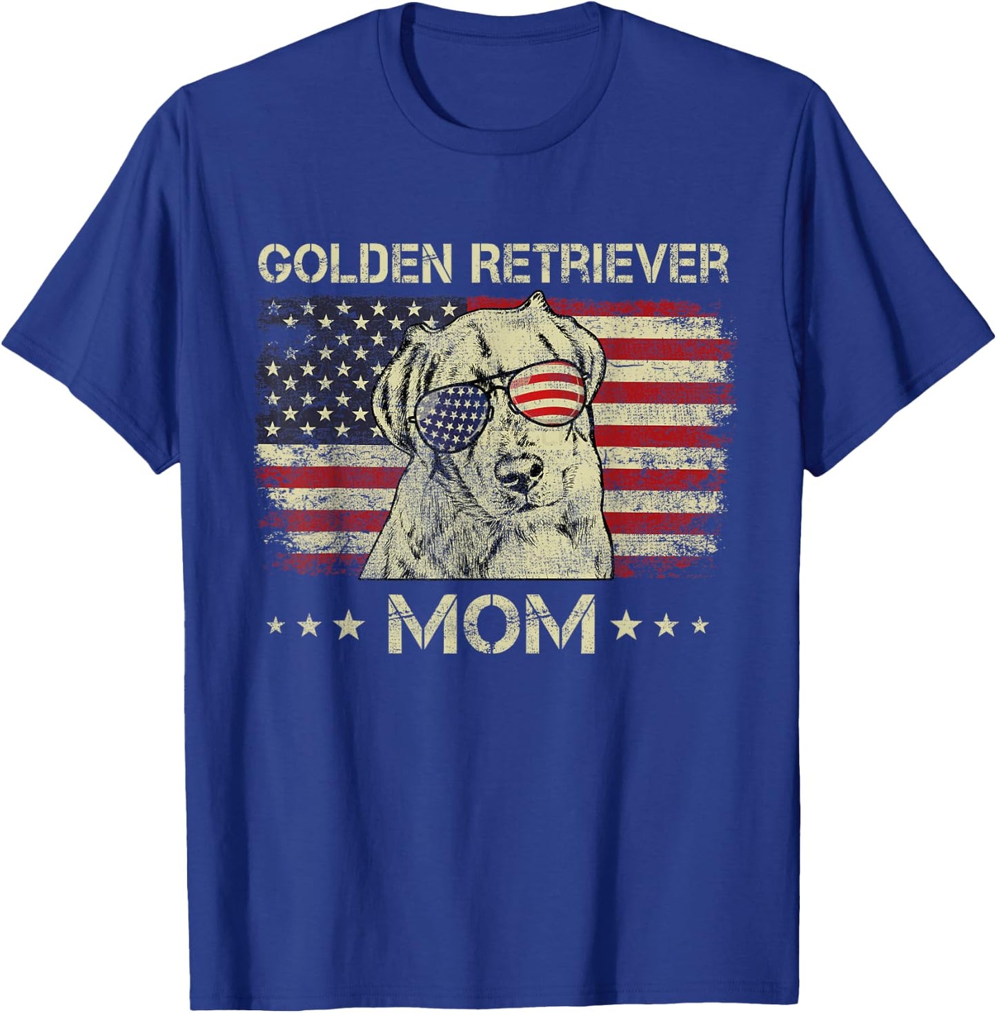 Golden Retriever Mom Dog Lovers American Flag 4th Of July Men T-Shirt - T-Shirt | Royal