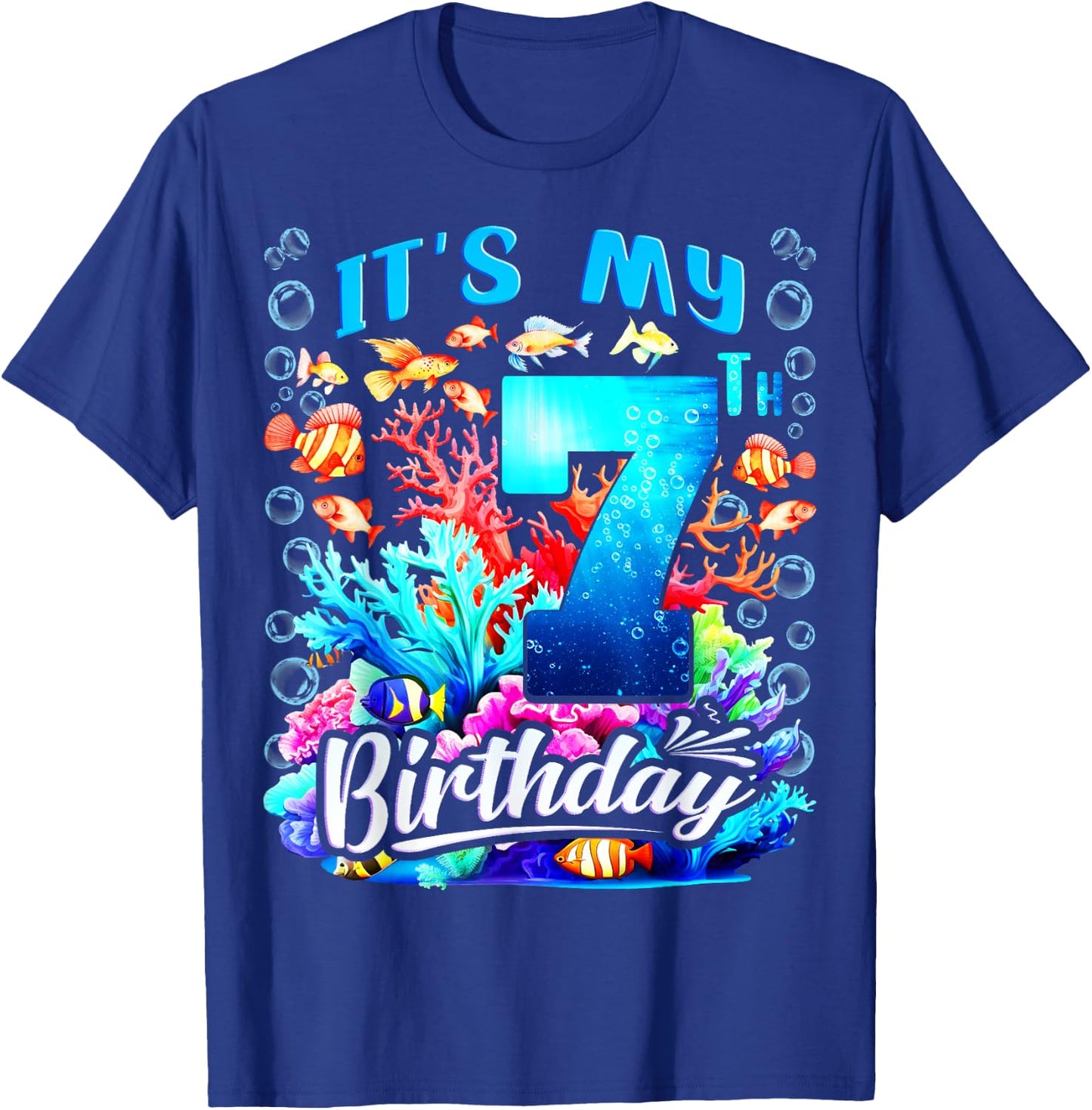 It's My 7th Birthday Boy Sea Fish Ocean Animals Aquarium T-Shirt - T-Shirt | Royal