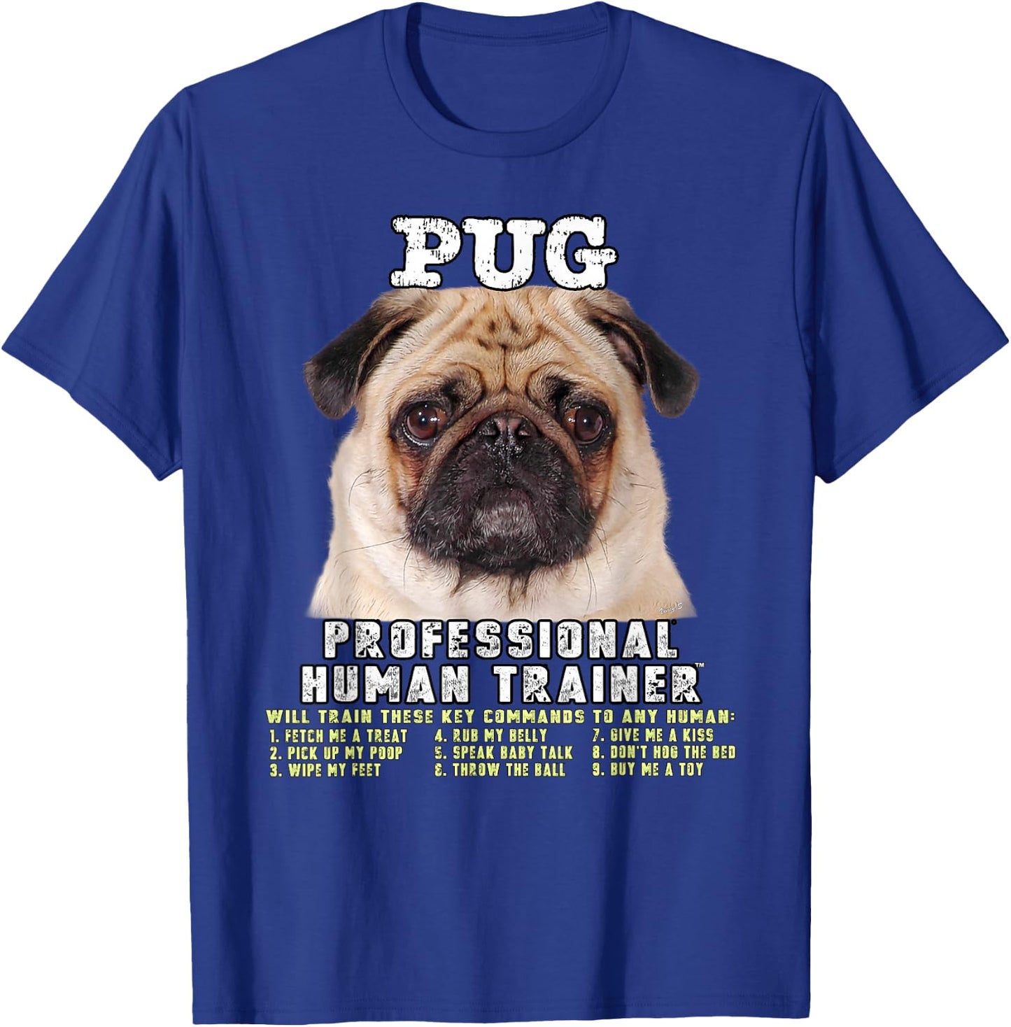 Pug Lover Owner Professional Human Trainer Gift T-Shirt - T-Shirt | Royal
