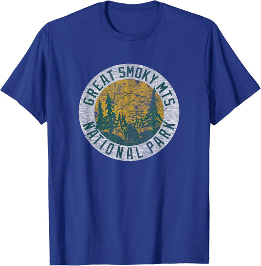 Great Smoky Mountains National Park Vintage Pine Trees T-Shirt - T-Shirt | Royal