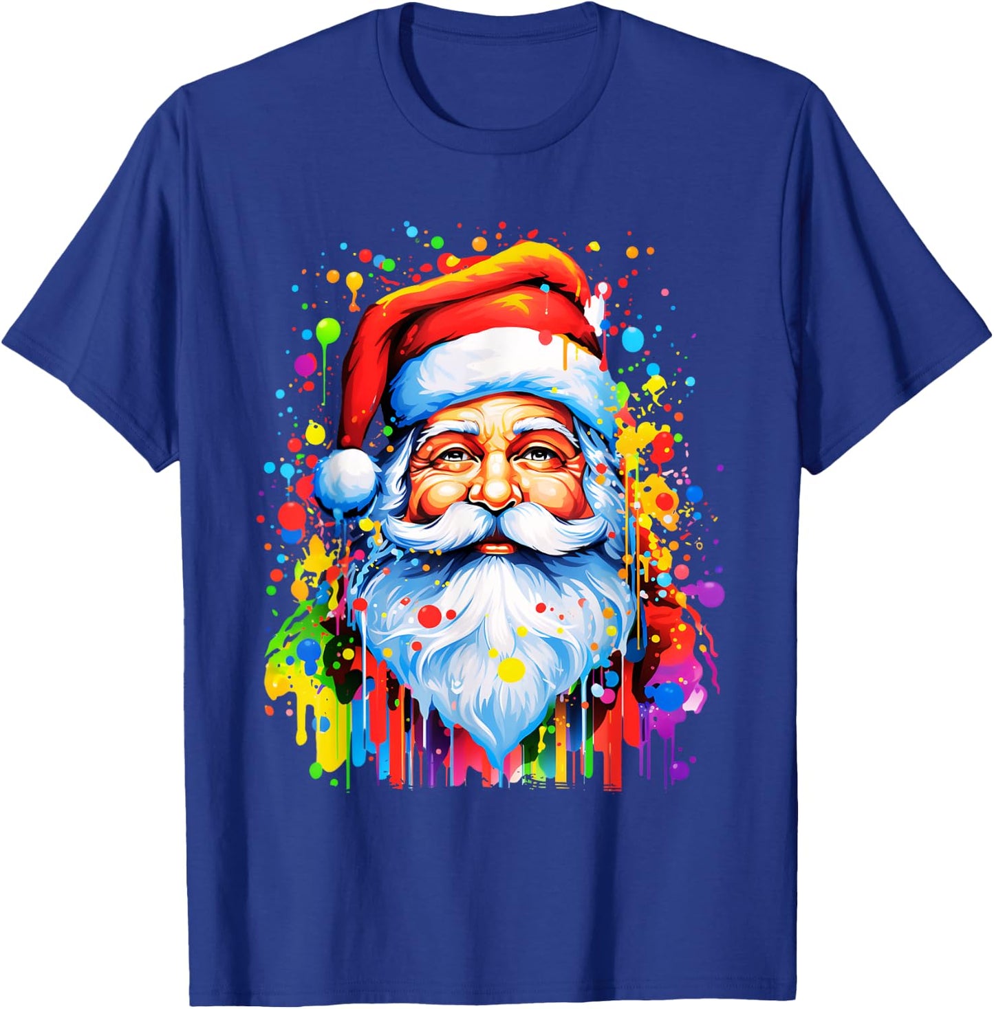 Fun Funny Funky Santa Claus Tie Dye Colorful Christmas Art T-Shirt - T-Shirt | Royal