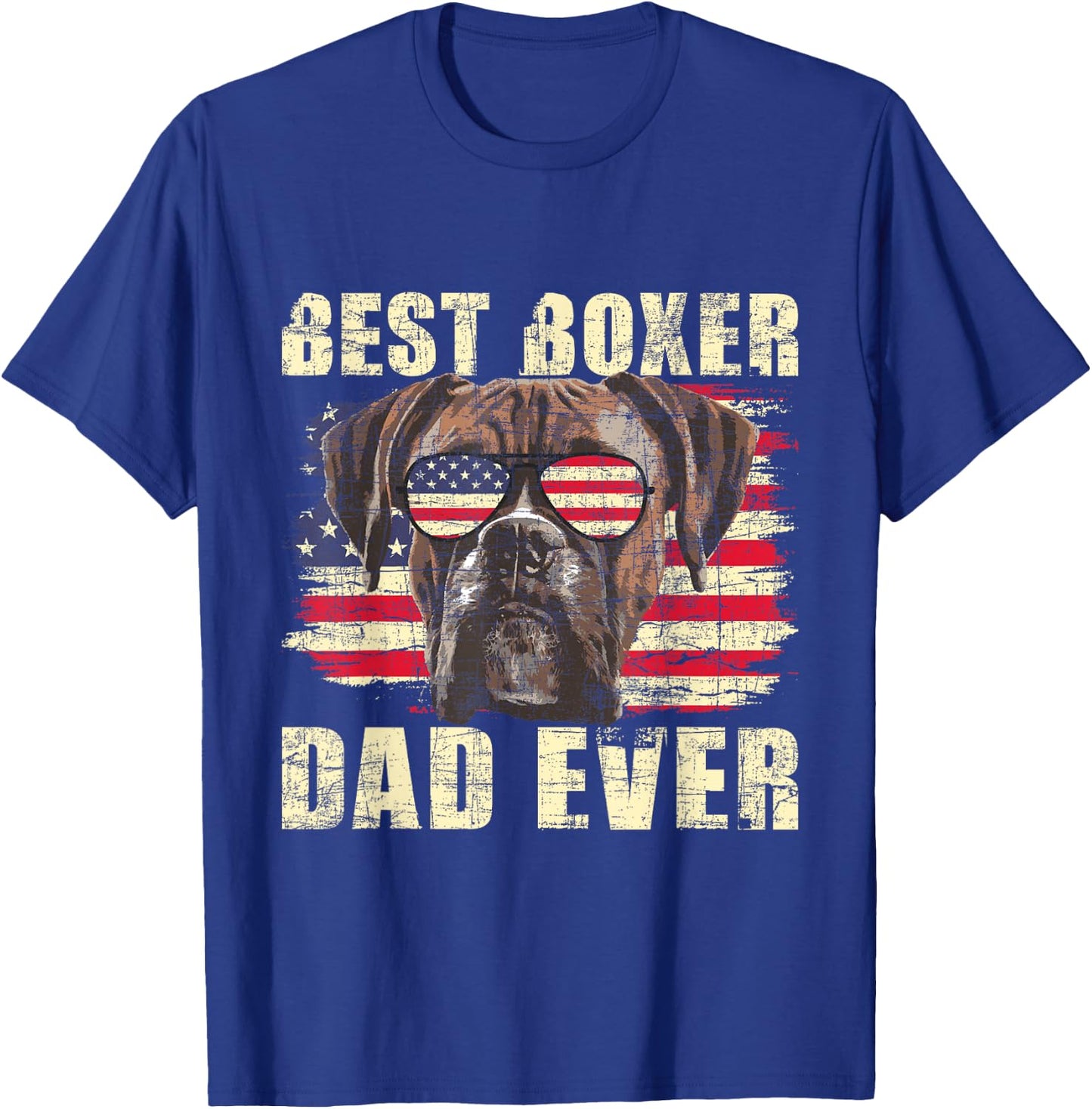 Best Boxer Dad Ever - USA Flag American Dog Animal Lover T-Shirt - T-Shirt | Royal