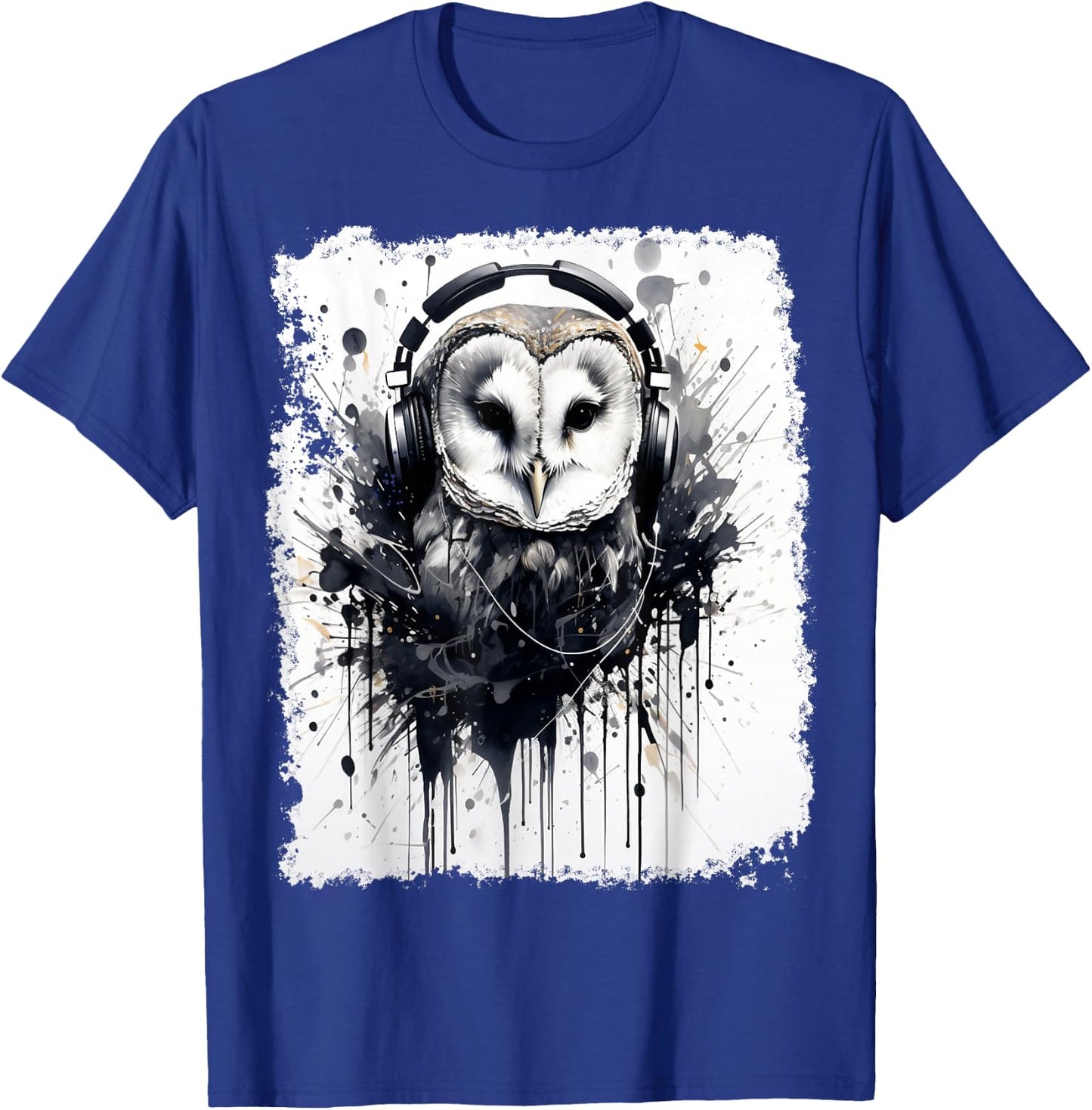 Ink Art Barn Owl Music T-Shirt - T-Shirt | Royal