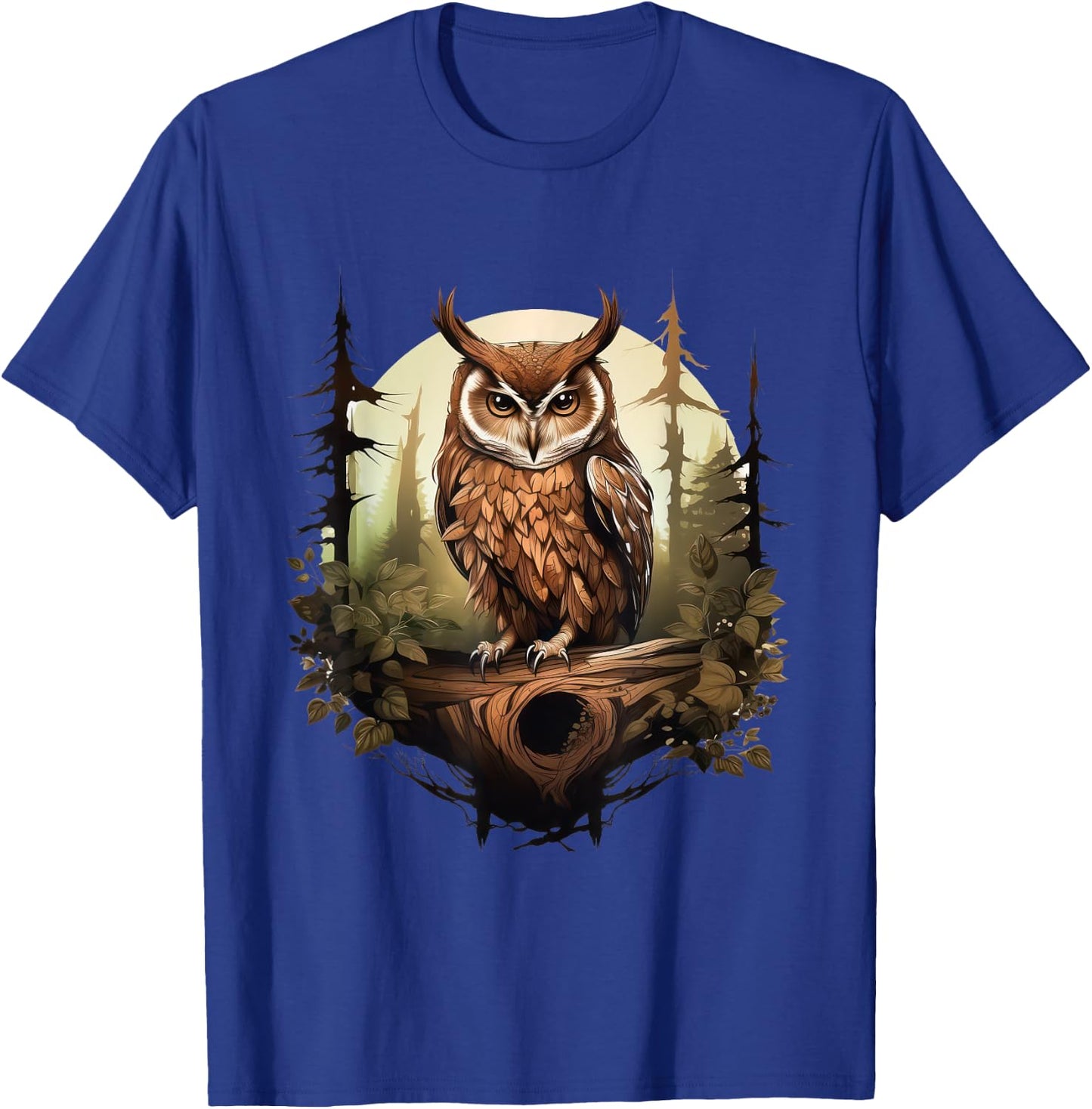 Owl Forest Graphic Women Men Girls Boys T-Shirt - T-Shirt | Royal