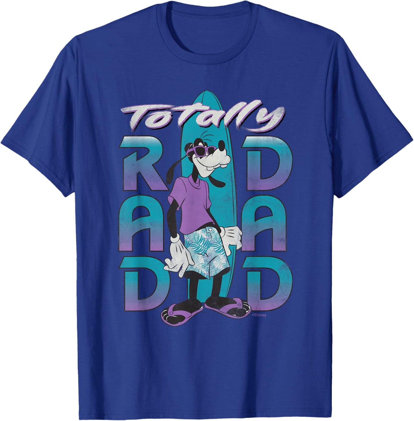 Disney Goofy Totally Rad Dad Father’s Day Surfing Distressed T-Shirt - T-Shirt | Royal