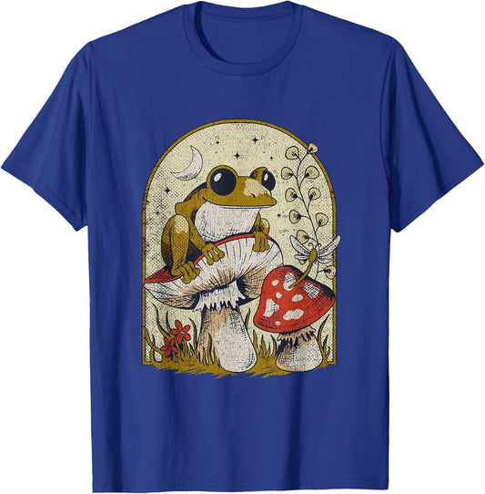 Goblincore Frog Magic Agaric Mushrooms Vintage Cottagecore T-Shirt - T-Shirt | Royal