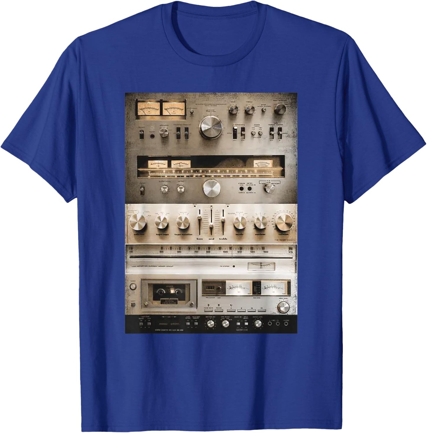 Setup Vintage Audio HiFi Sound System Mixed Media Collage T-Shirt - T-Shirt | Royal