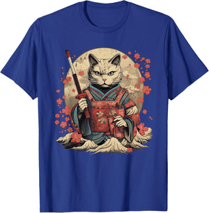 Vintage Japanese Samurai Ninja Cat Tattoo Kawaii T-Shirt - T-Shirt | Royal