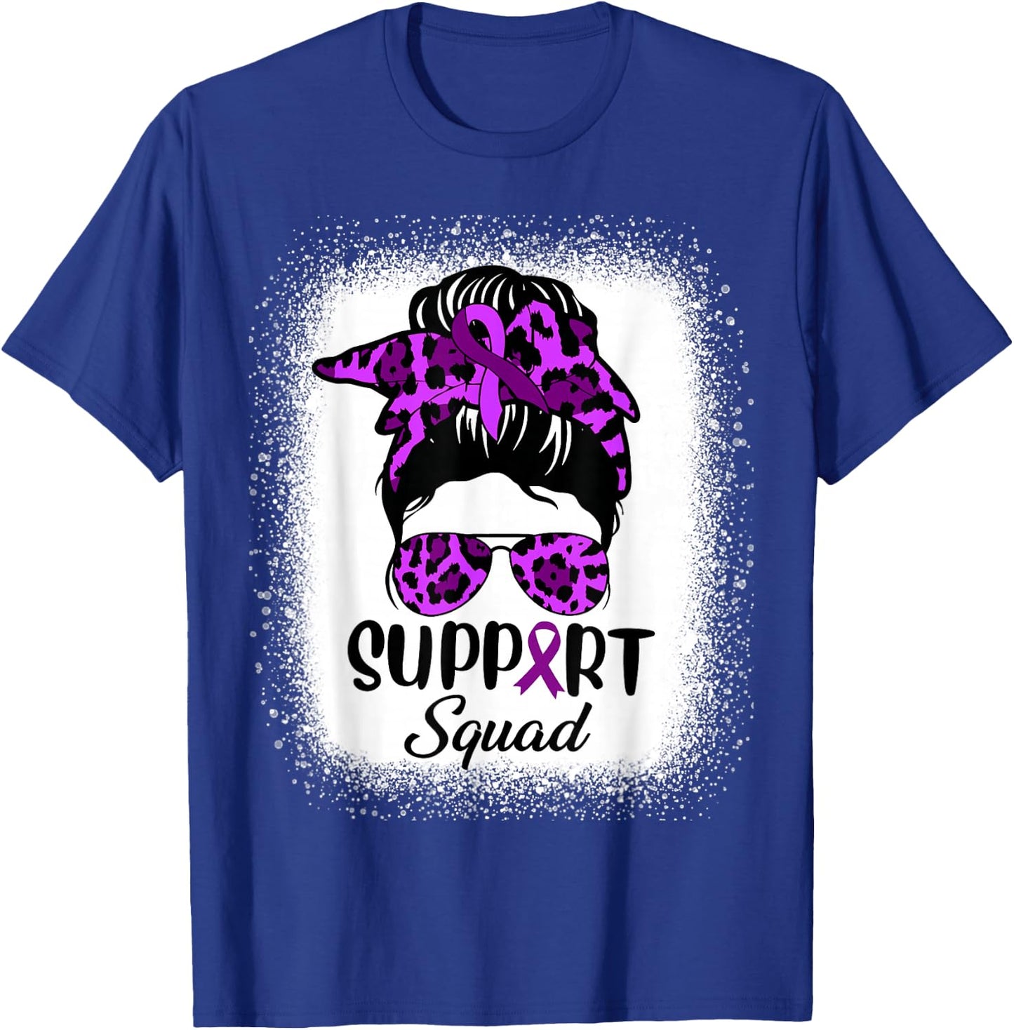 Support Pancreatic Cancer Awareness Messy Bun Ribbon Purple T-Shirt - T-Shirt | Royal