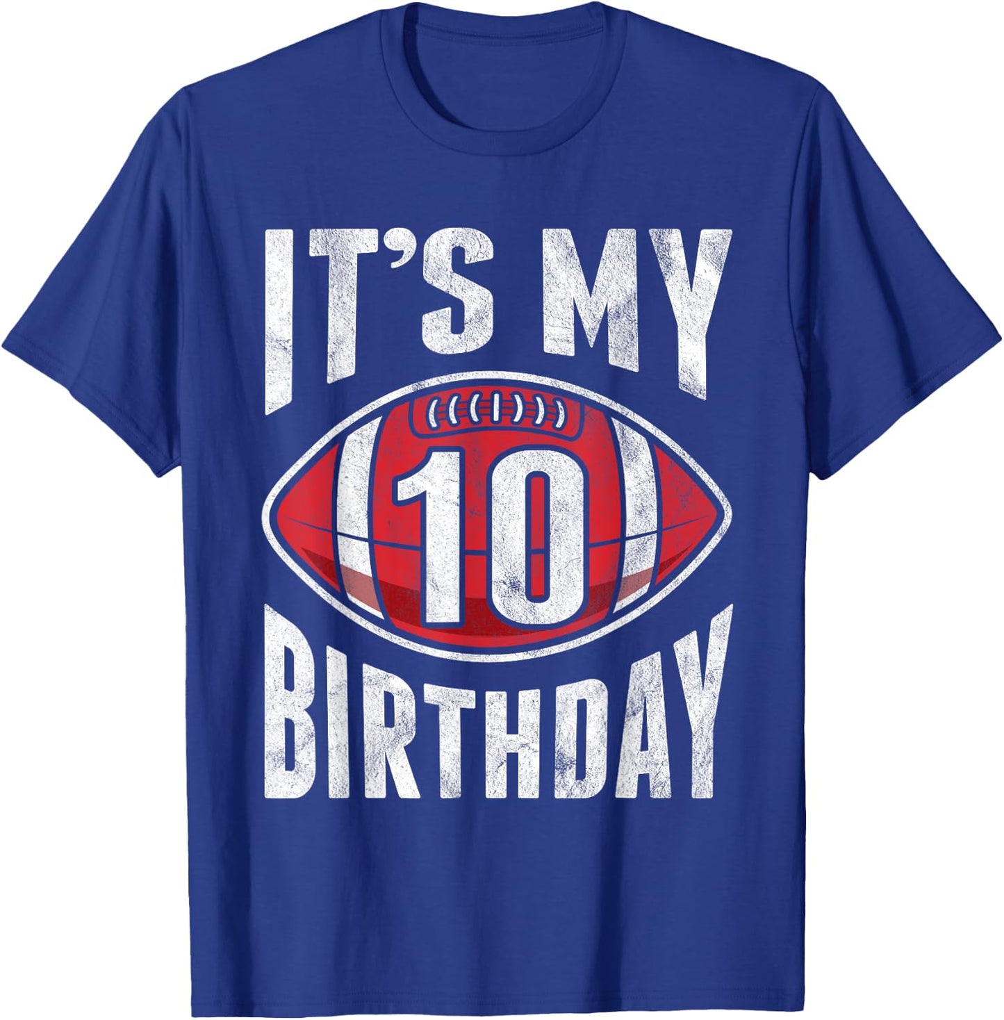 10 Years Old American Football 10th Birthday Boy Retro Style T-Shirt - T-Shirt | Royal
