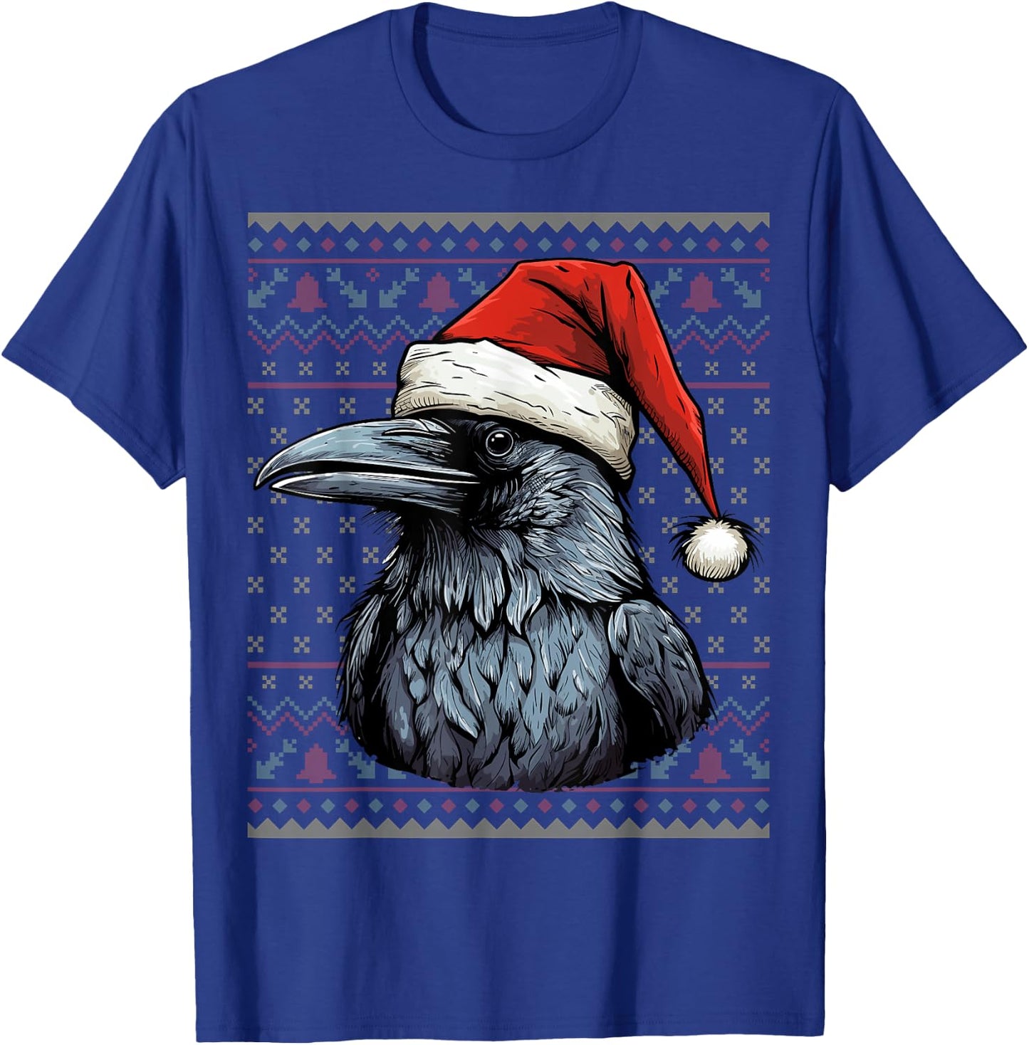 Crow Lover Santa Hat Xmas Holiday Ugly Crow Christmas T-Shirt - T-Shirt | Royal