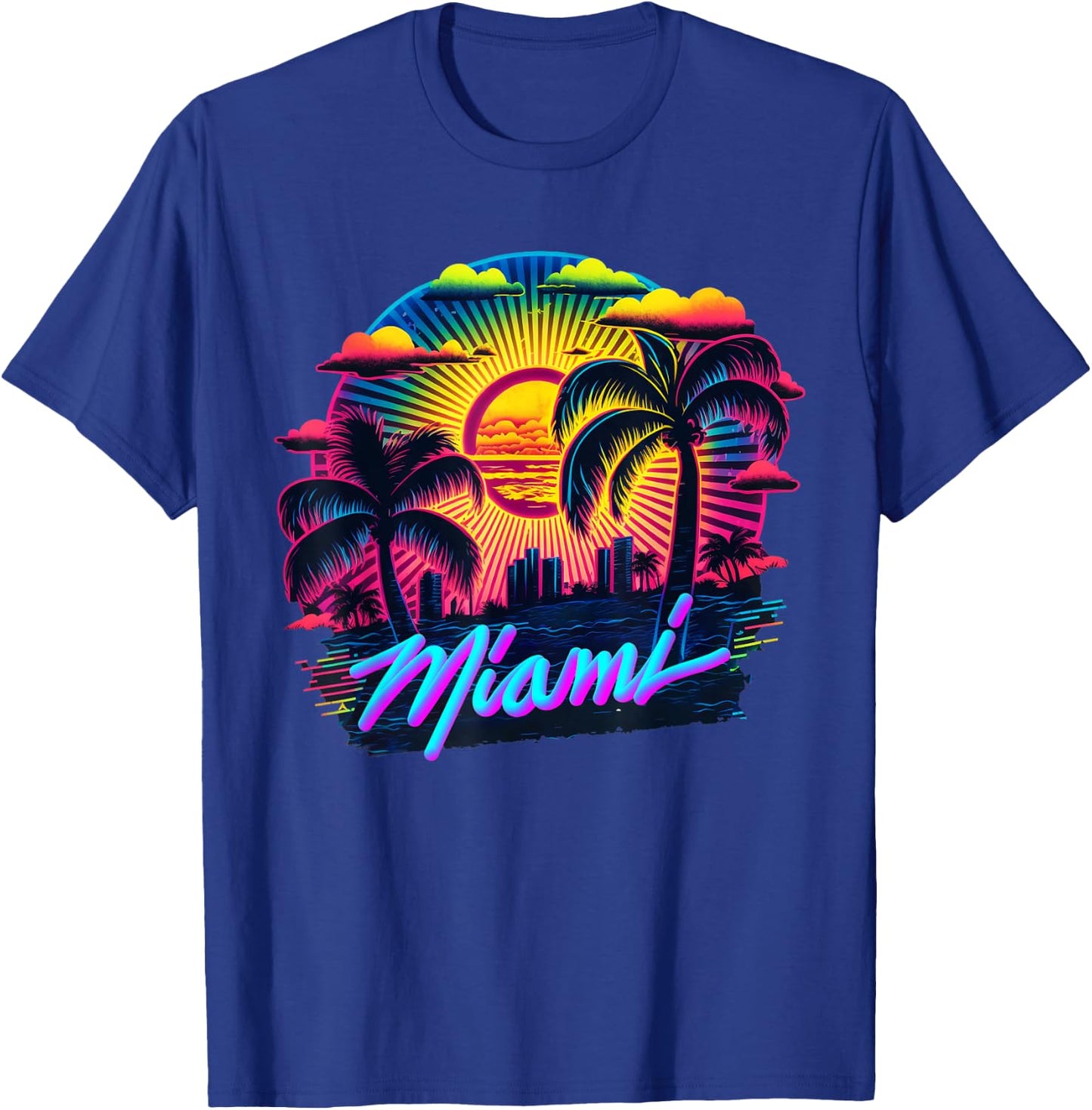 Miami Men Florida Vibrant Colorful Miami Souvenir T-Shirt - T-Shirt | Royal