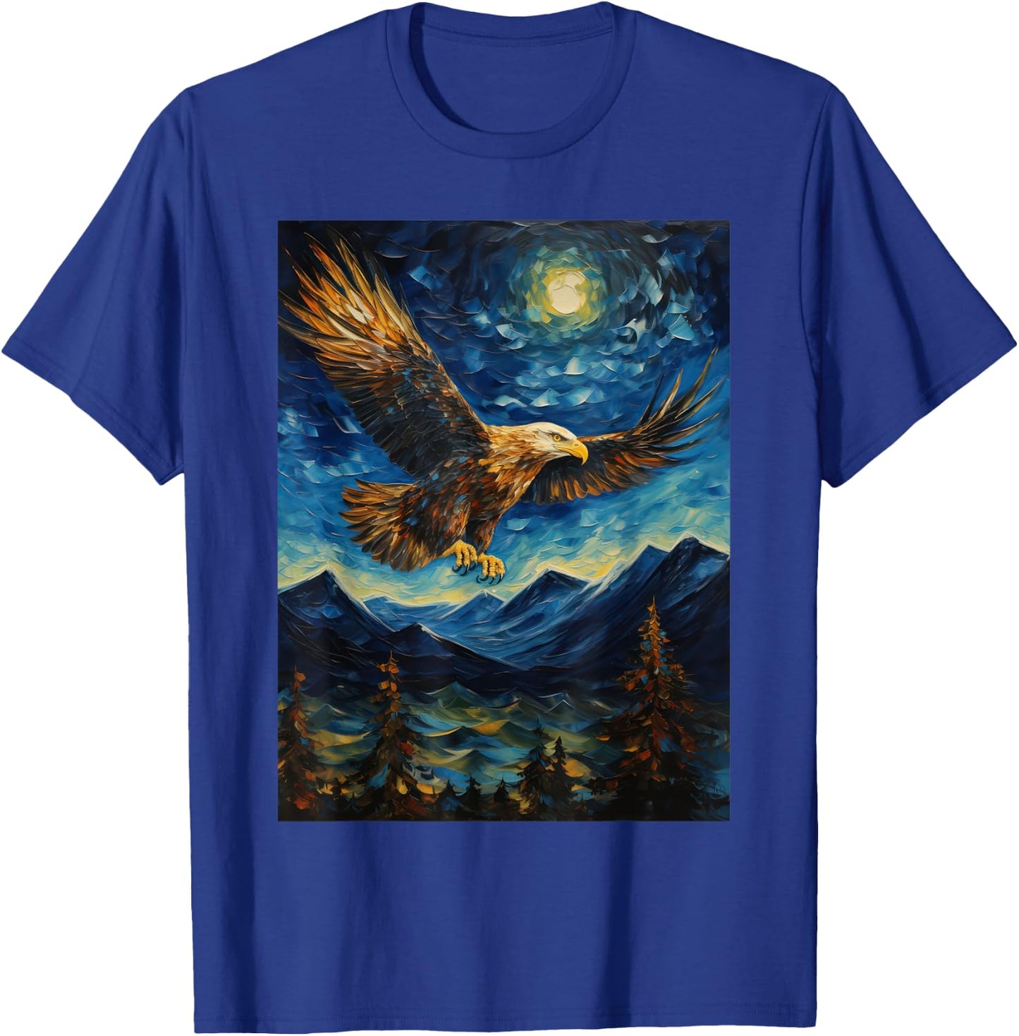 Eagle Starry Night Van Gogh Style Graphic T-Shirt - T-Shirt | Royal
