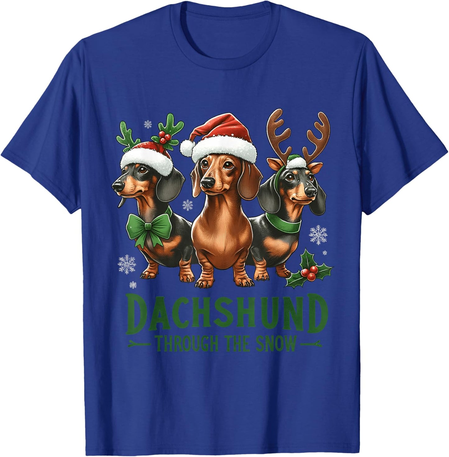 Dachshund Xmas Through the Snow Naughty List Dachshund T-Shirt - T-Shirt | Royal