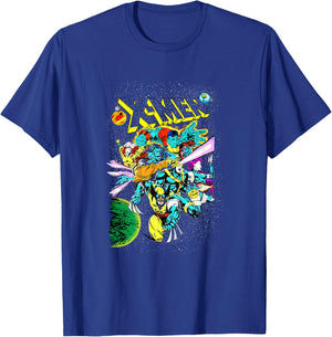 Marvel X-Men Battle in Space Vintage Comic Book Cover T-Shirt - T-Shirt | Royal