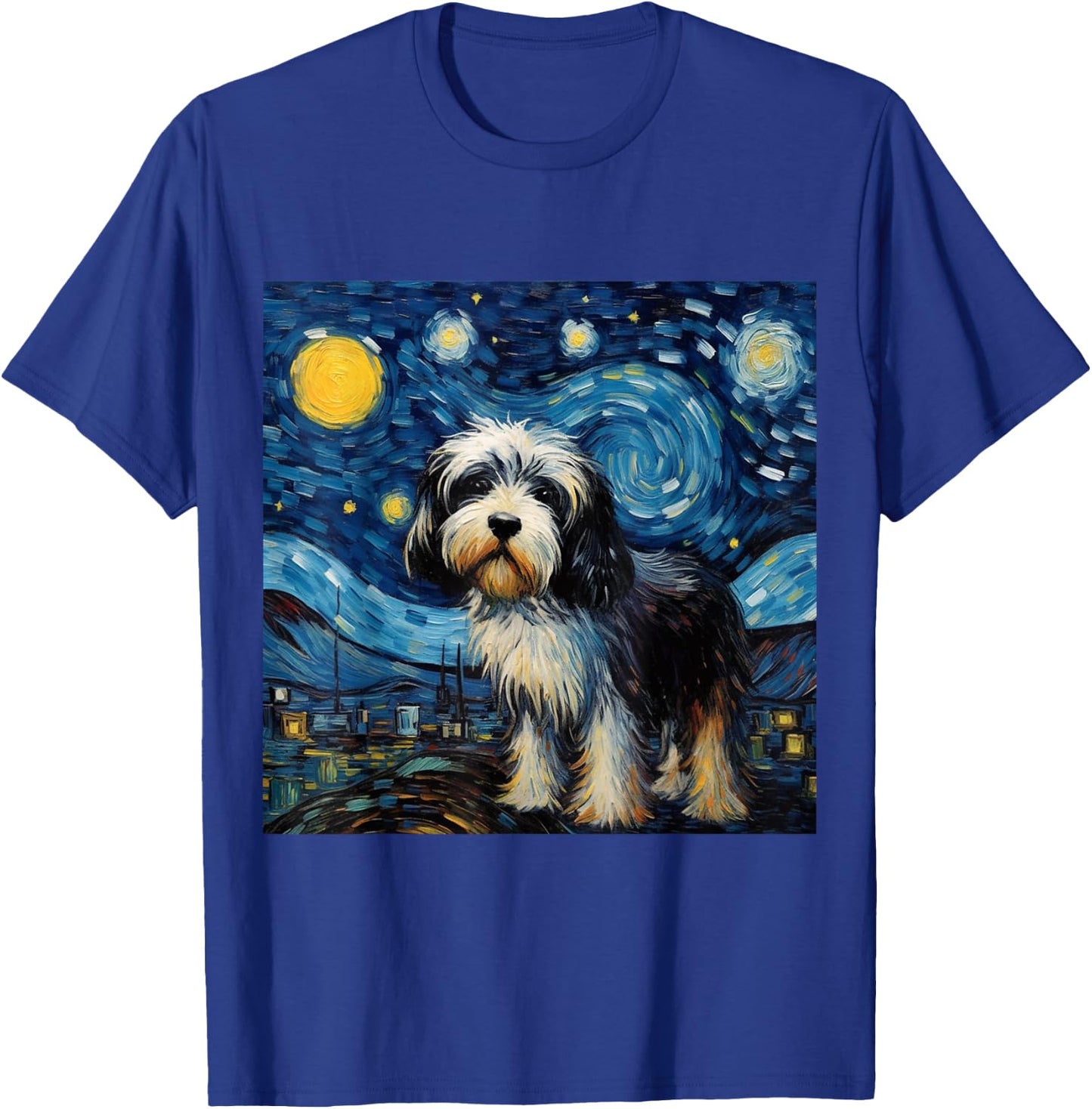 Tibetan Terrier Starry Night - Tibetan Terrier T-Shirt - T-Shirt | Royal
