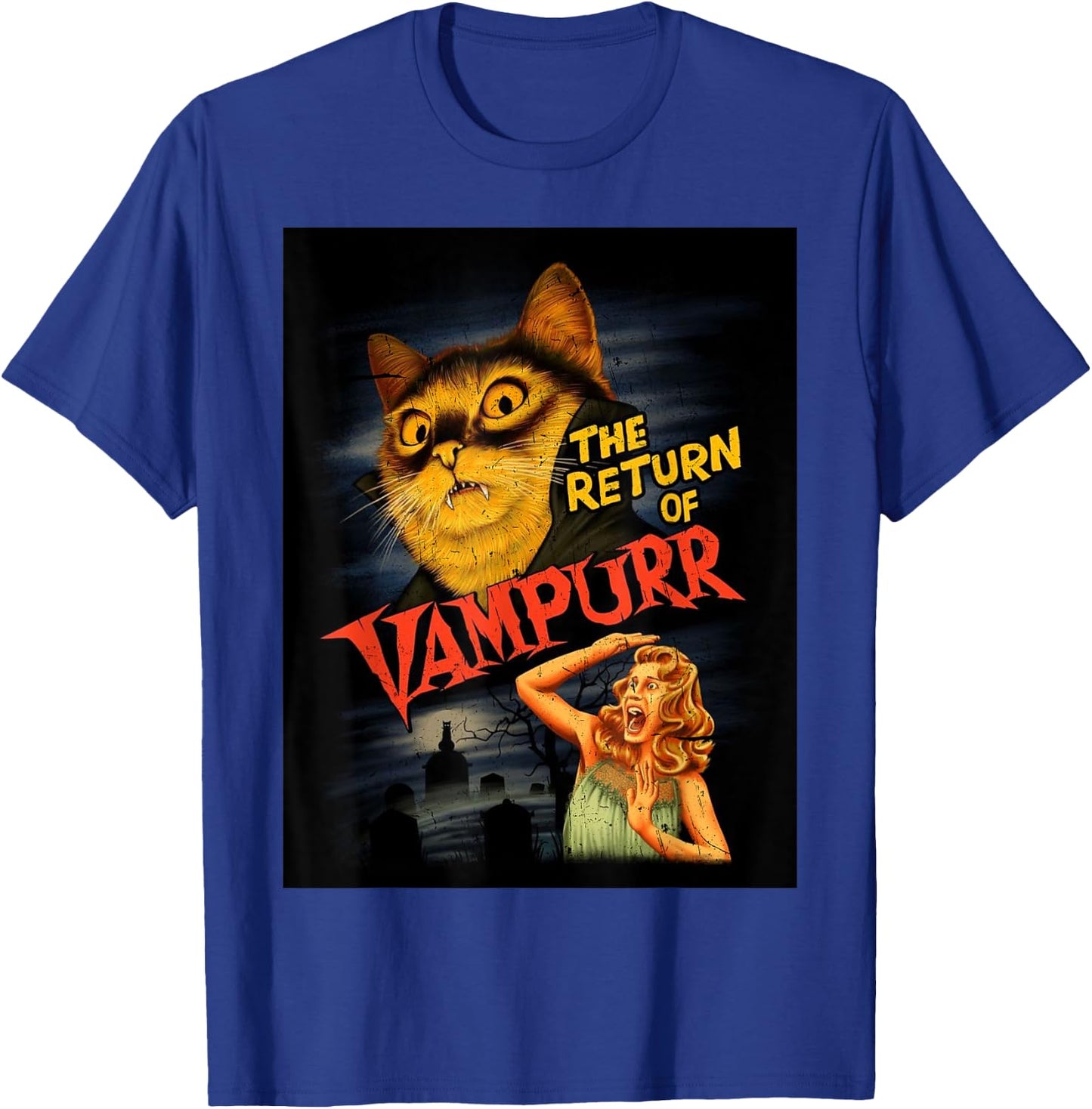 Cat Vampire Classic Horror Movie Funny Graphic Shirt T-Shirt - T-Shirt | Royal