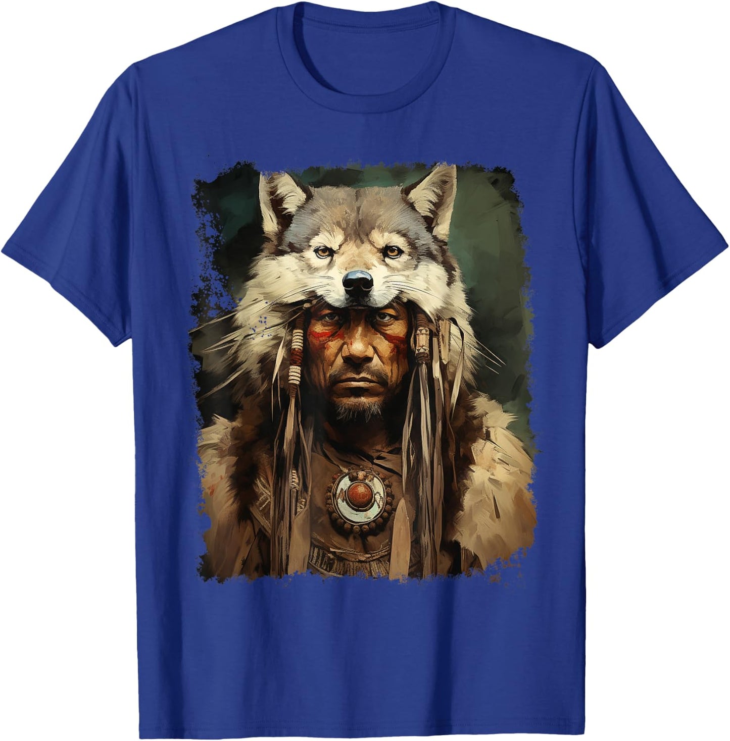 Wolf Native American Men T-Shirt - T-Shirt | Royal