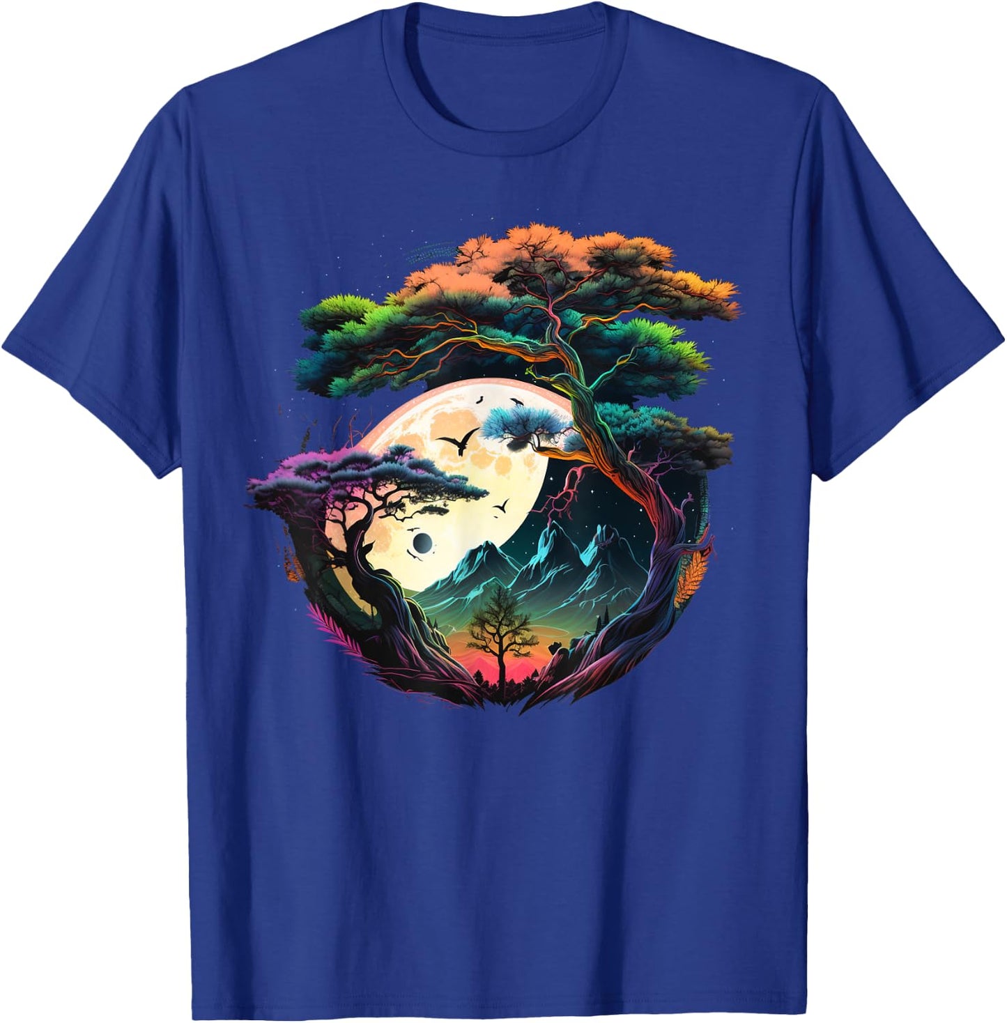 Japanese Moon on Bonsai Tree T-Shirt - T-Shirt | Royal