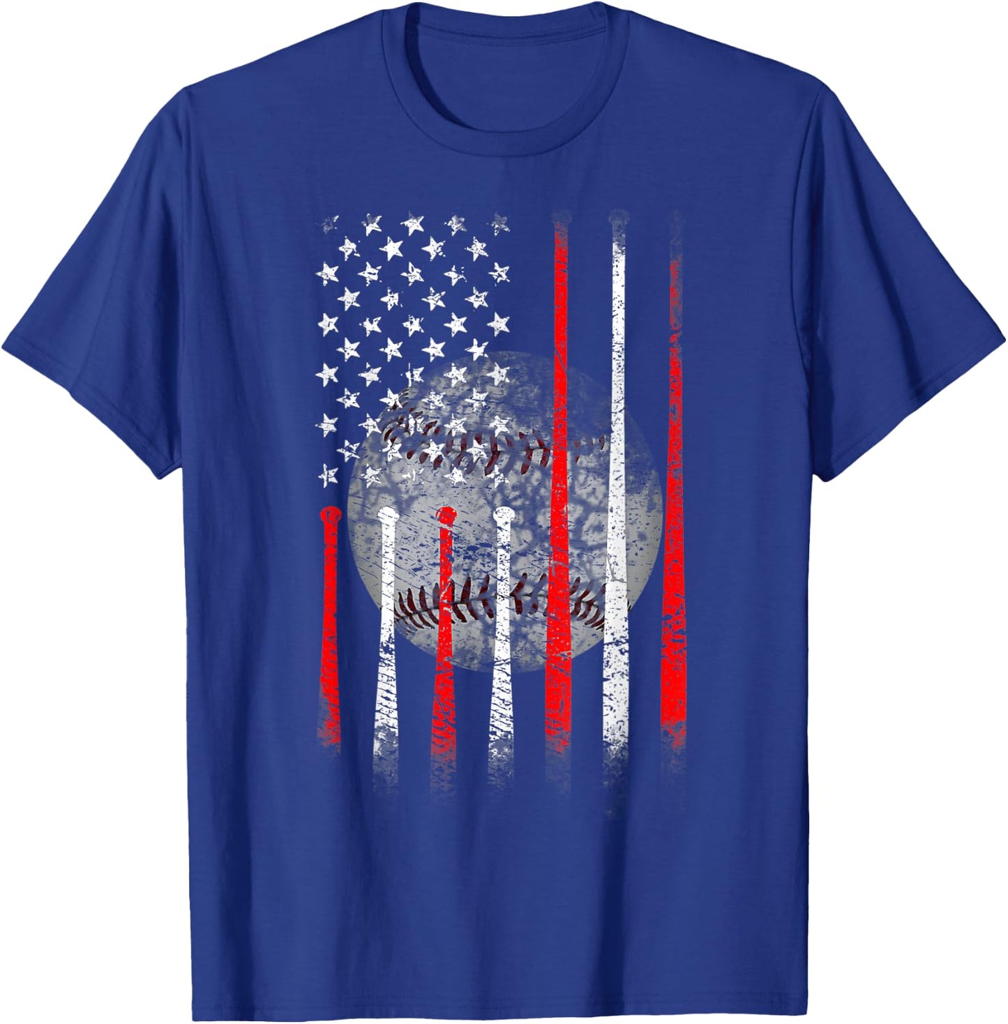 Baseball USA Flag American Flag Patriotic T-Shirt - T-Shirt | Royal