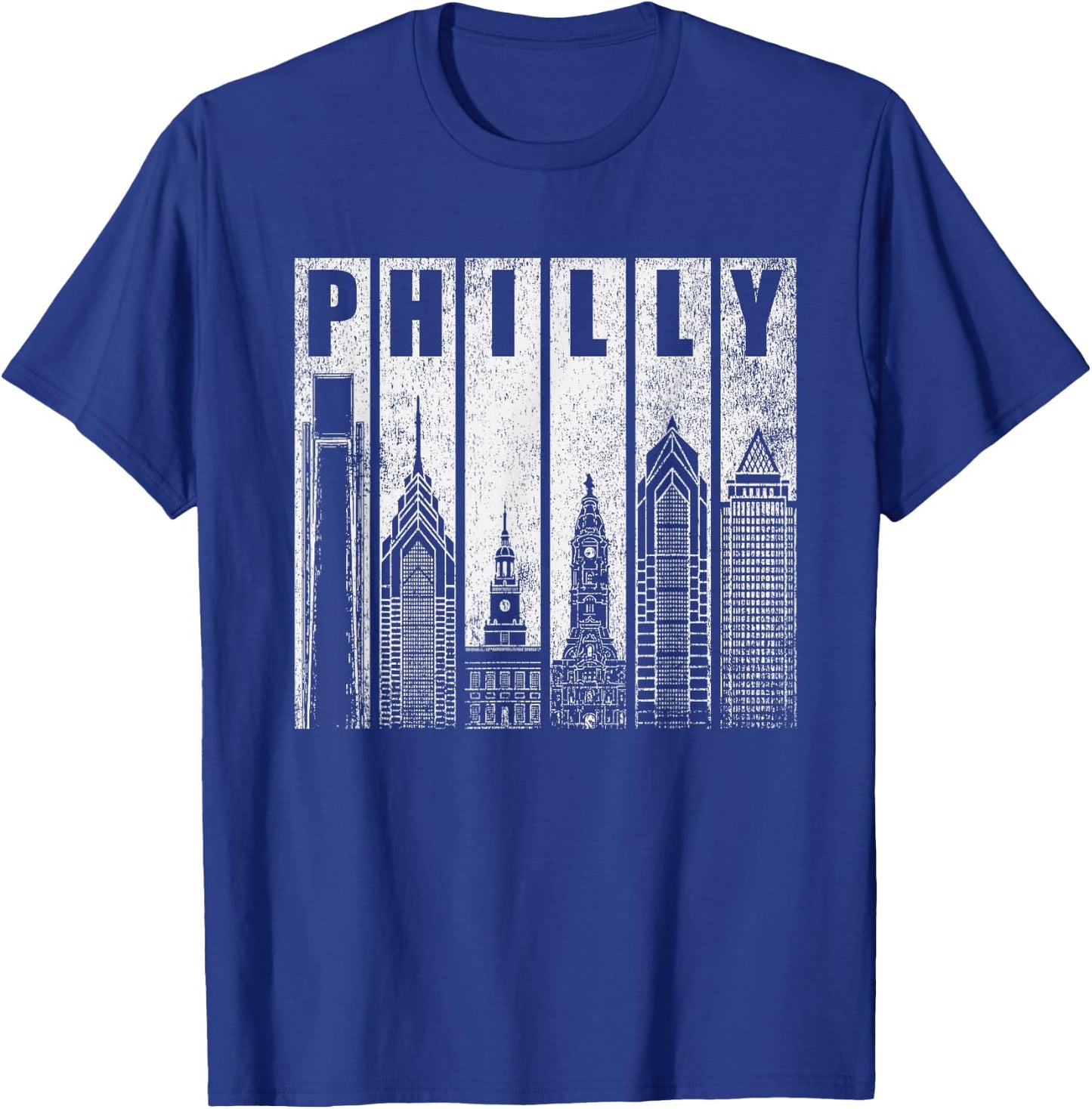 Philly Retro Philadelphia Skyline Philly City Distressed T-Shirt - T-Shirt | Royal