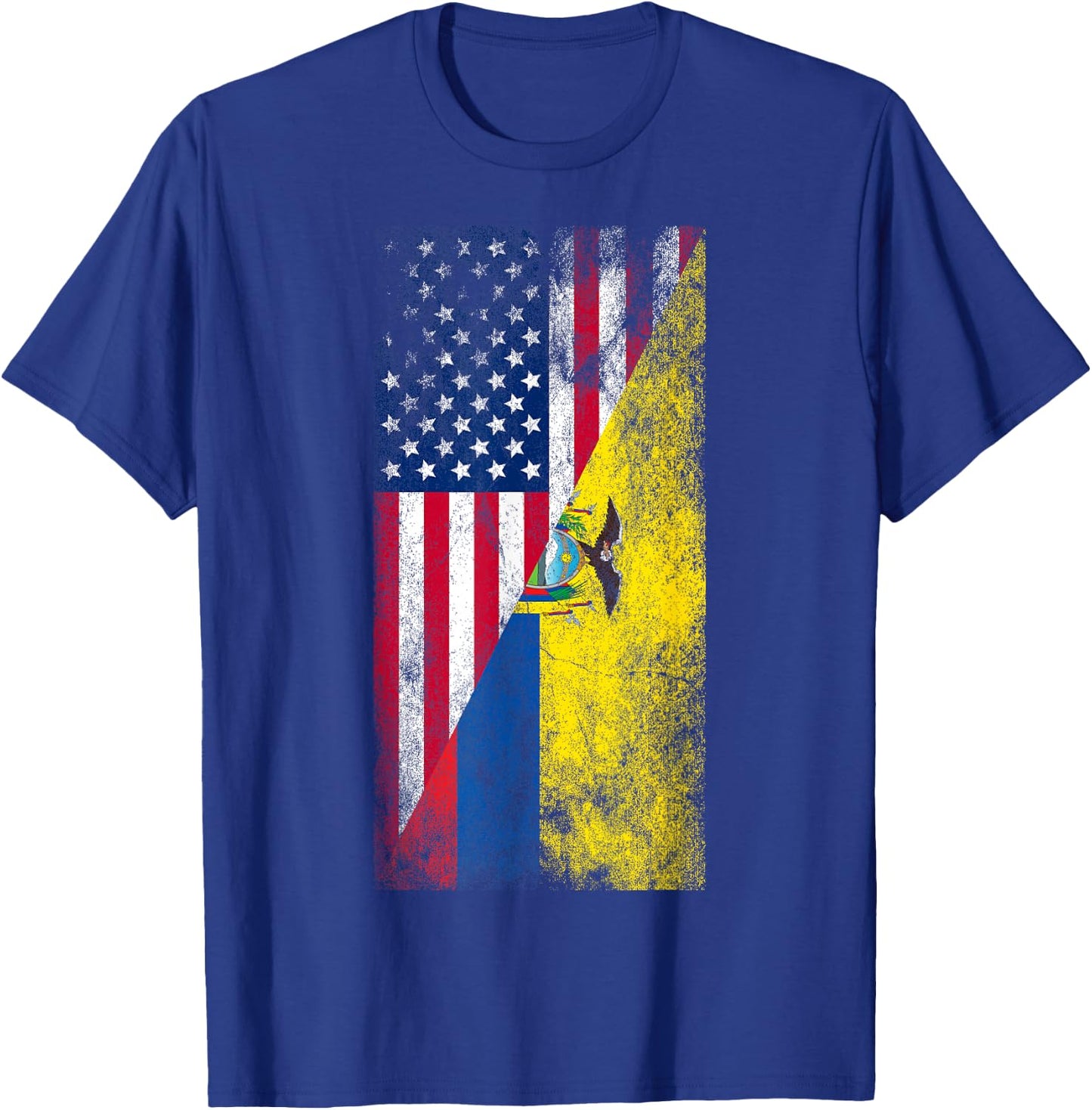 USA & Ecuador Flags - United States of America, Ecuadorian T-Shirt - T-Shirt | Royal