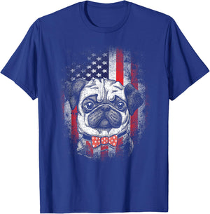 Patriotic Pug American Flag 4th Of July T-Shirt - T-Shirt | Royal