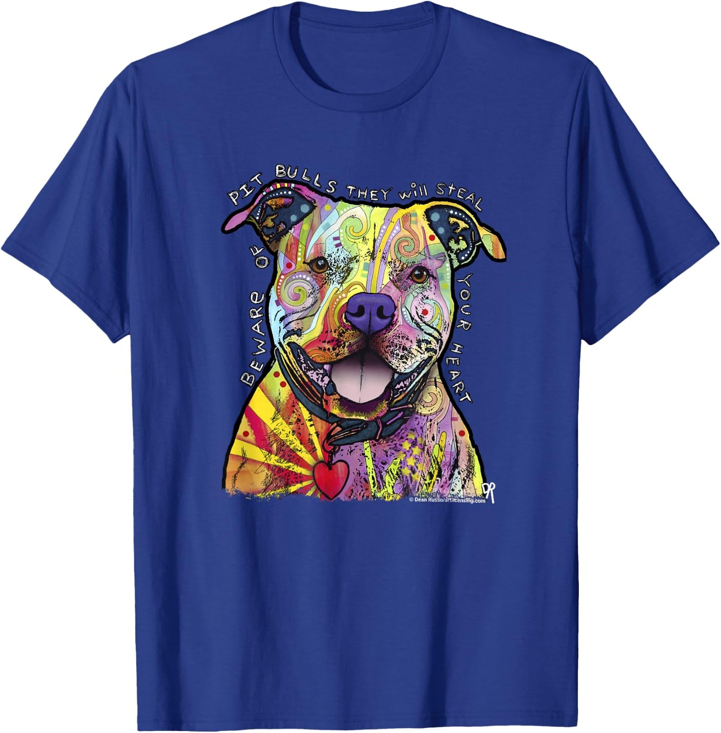 Beware of Pit Bulls, Dean Russo Pitbull Original - Dog Lover Small T-Shirt - T-Shirt | Royal