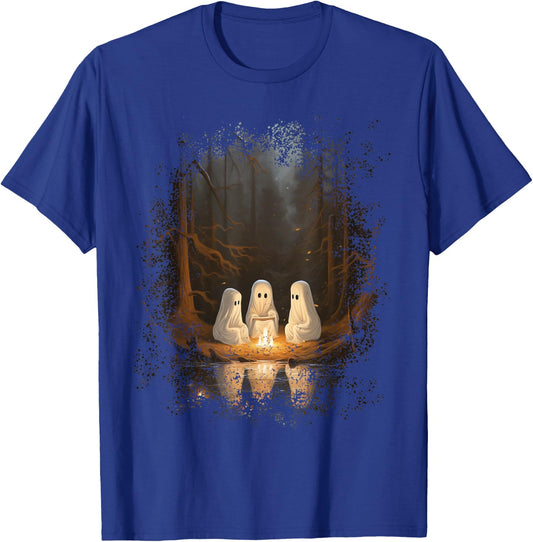 Vintage Ghost Campfire Camping Gothic Halloween T-Shirt - T-Shirt | Royal