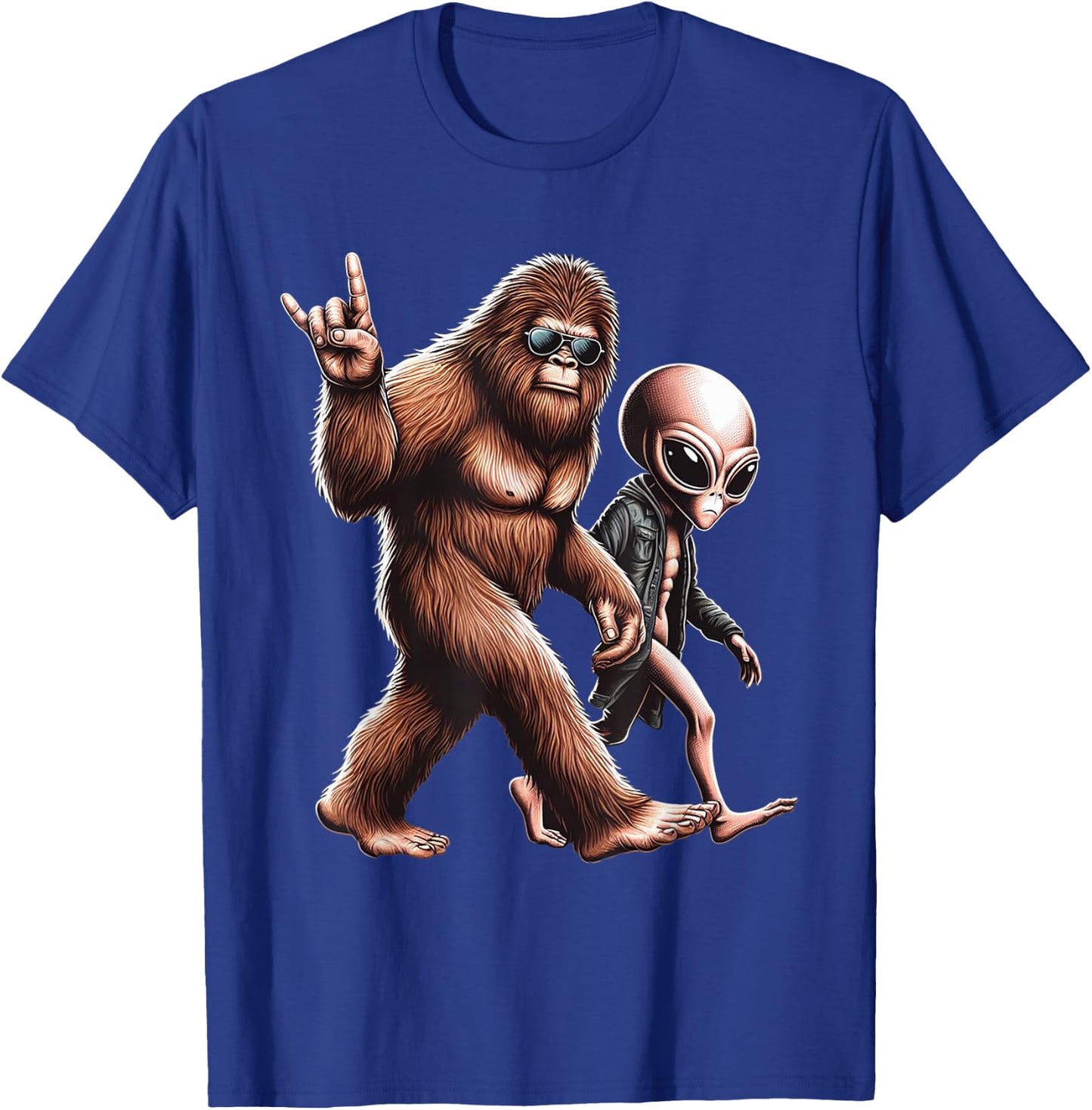 Bigfoot Sasquatch Rock And Roll Dads Funny BigFoot Aliens T-Shirt - T-Shirt | Royal