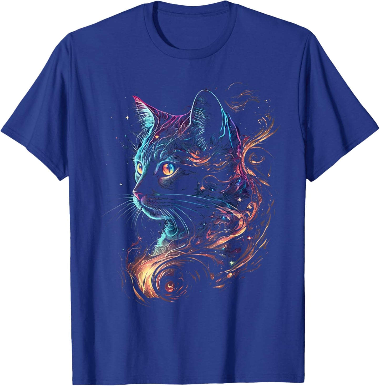 Cat in The Galaxy and Space Kitten Cat Head T-Shirt - T-Shirt | Royal